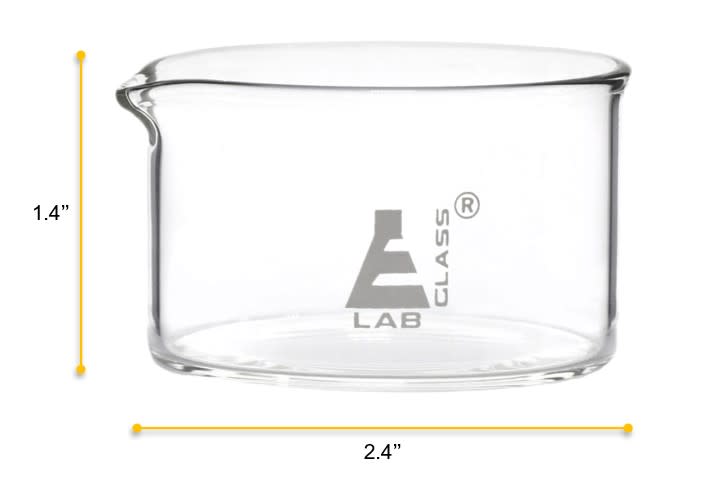 Flat Bottom Borosilicate Crystallizing Dish With Spout, 60ml, Autoclavable