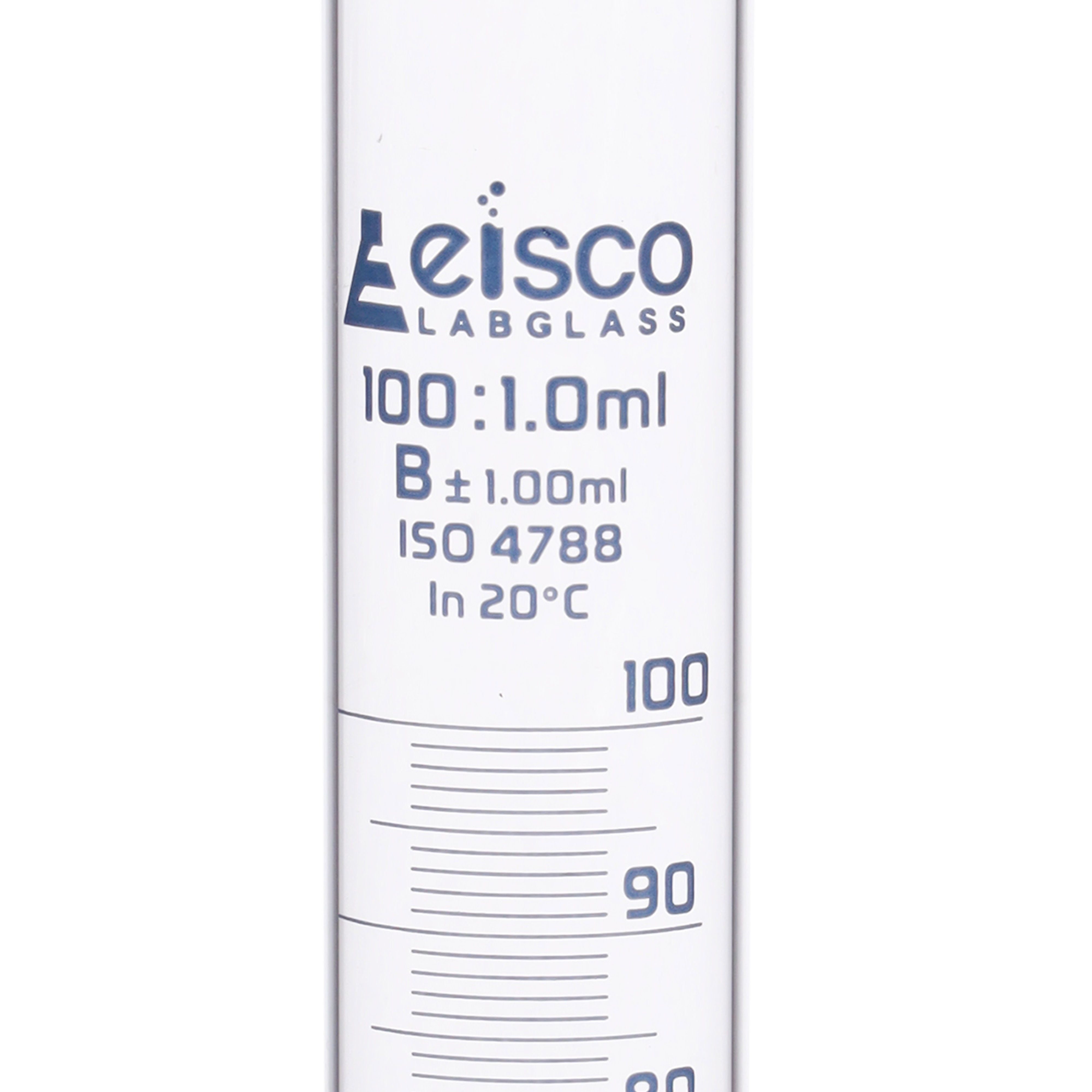 Borosilicate Glass Graduated Cylinder, 100 ml, 1.0 ml Graduation, Class B, Autoclavable