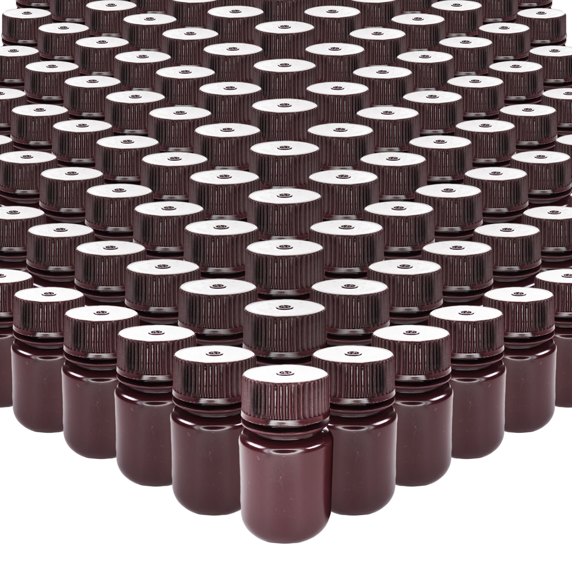 Bulk Pack of 1000, 30mL Wide Mouth Amber HDPE Reagent Bottles with Polypropylene Caps