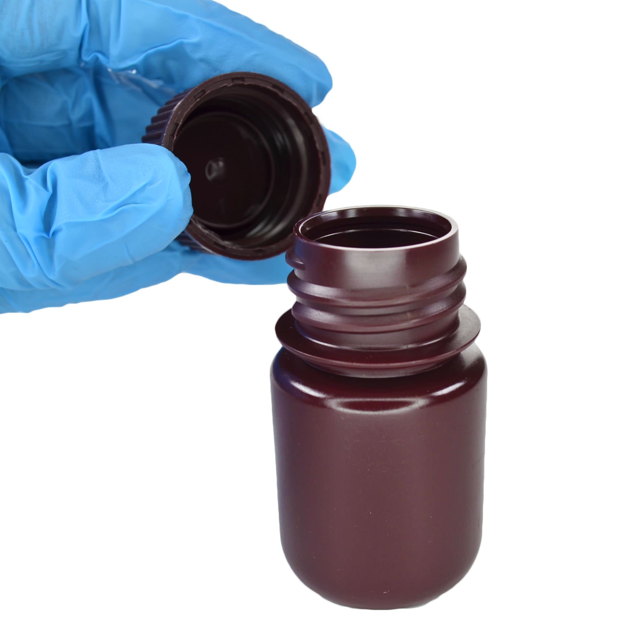 Bulk Pack of 1000, 30mL Wide Mouth Amber HDPE Reagent Bottles with Polypropylene Caps