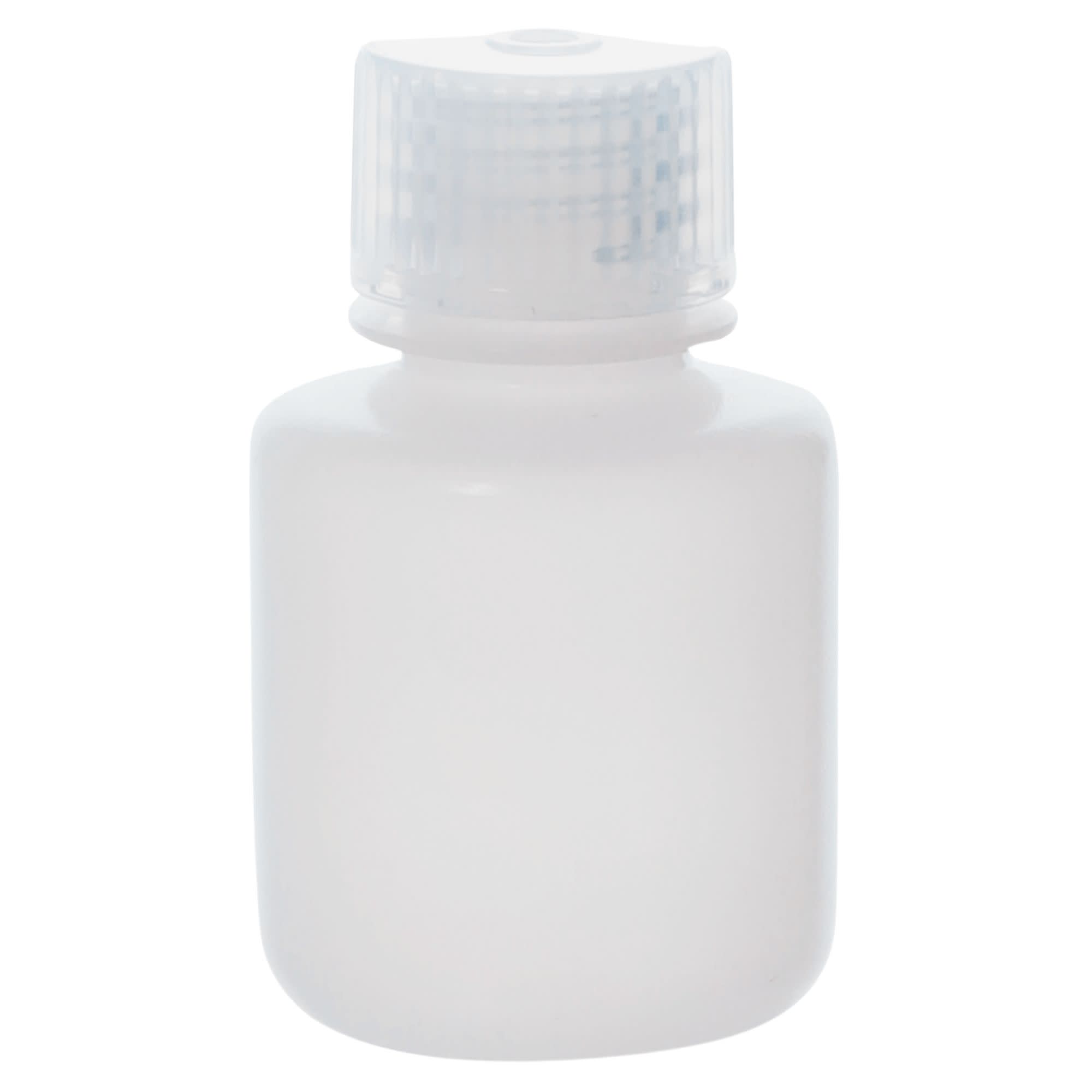 Pack of 12, 30mL Sterile Narrow Mouth HDPE Translucent Reagent Bottles with Polypropylene Caps