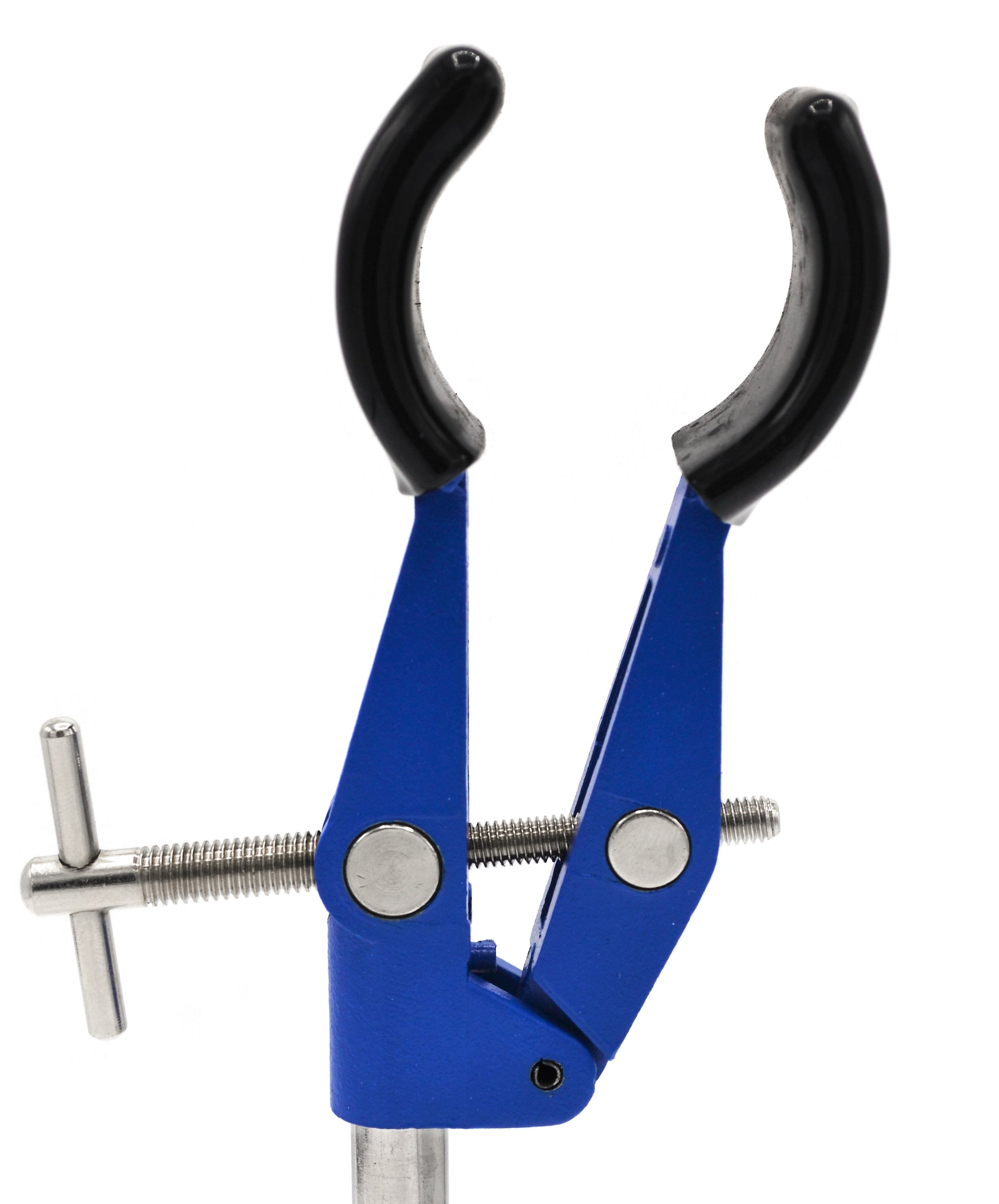 2 Prong, Vinyl Coated, Lab Clamp on Rod,  4.75" (12 cm) Maximum Clamp Opening