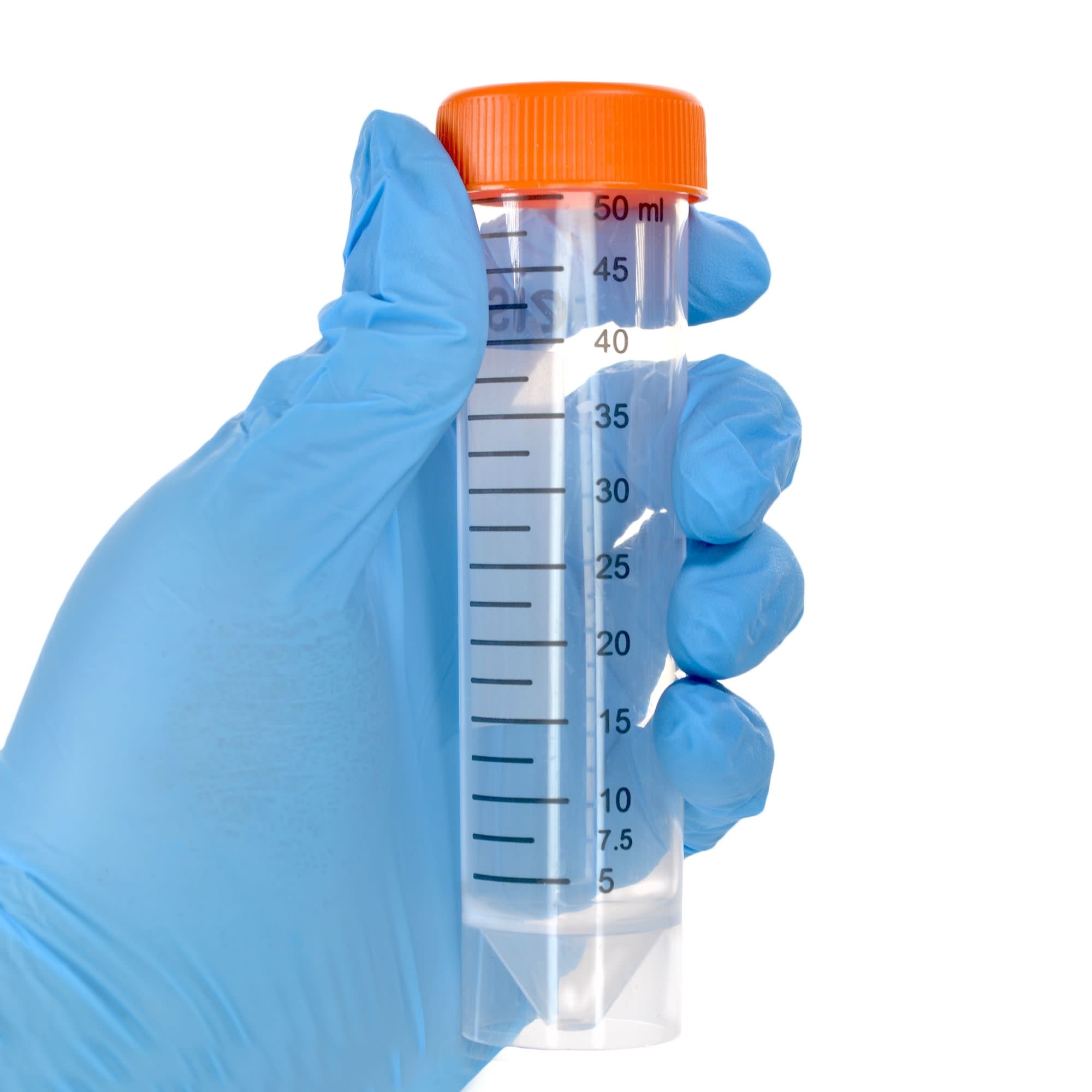 Pack of 25, 50mL Sterile Centrifuge Tubes, Polypropylene, Flat Cap, Lab-Grade, Self Standing