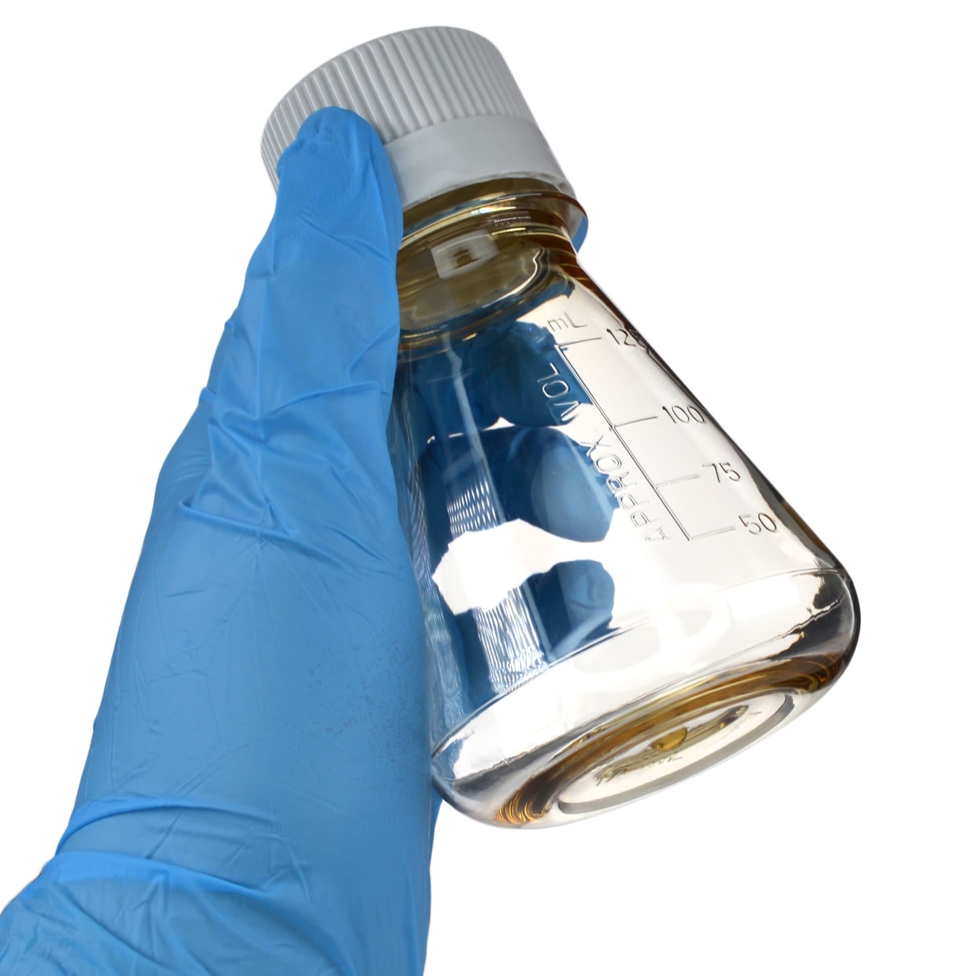 Pack of 24, 125mL Sterile Polycarbonate Erlenmeyer Flasks, Vented, Flat Bottom, Gamma Sterilized, USP Class VI, Lab-Grade