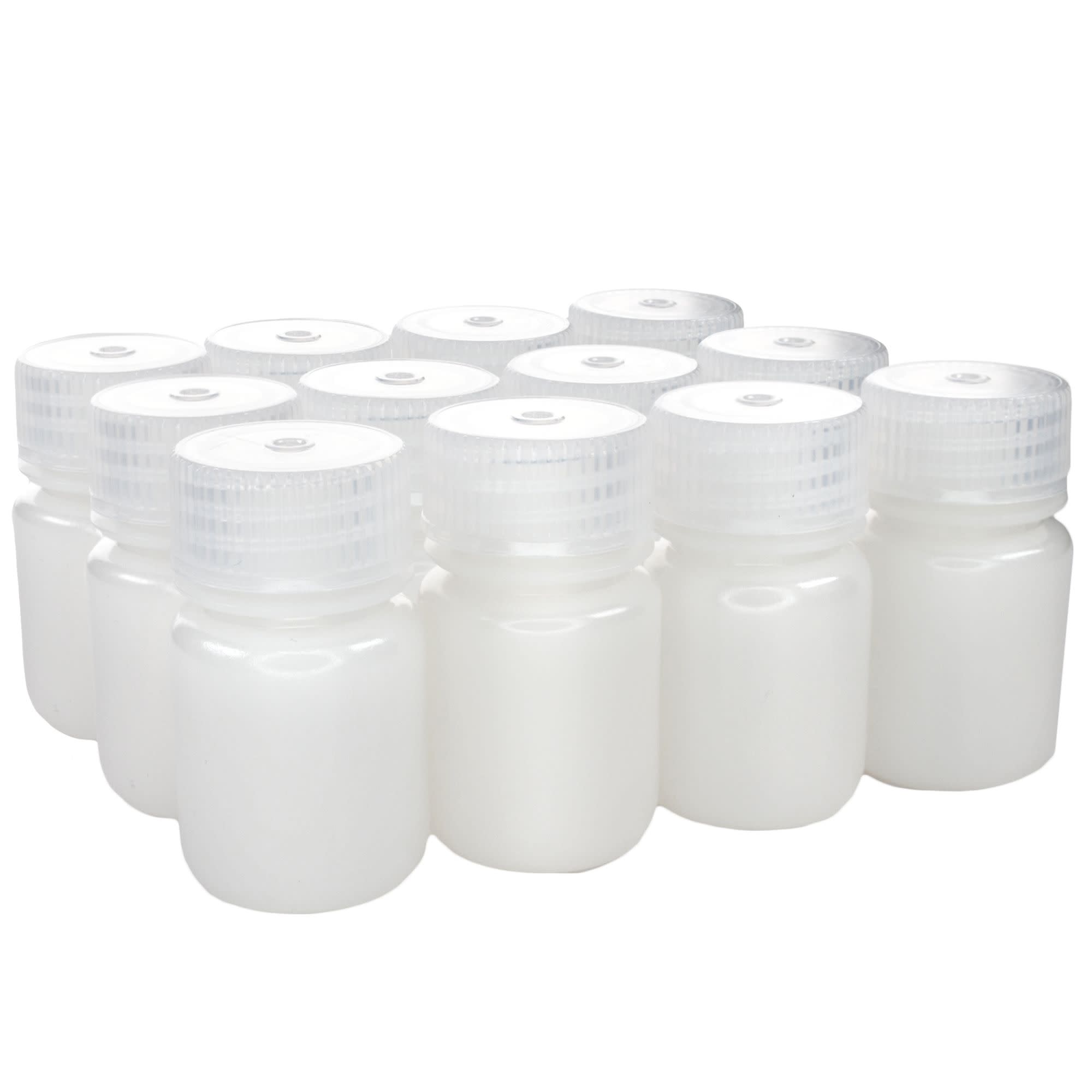 30mL Wide Mouth HDPE Reagent Bottles with Polypropylene Caps, Non-Sterile, Pack of 12