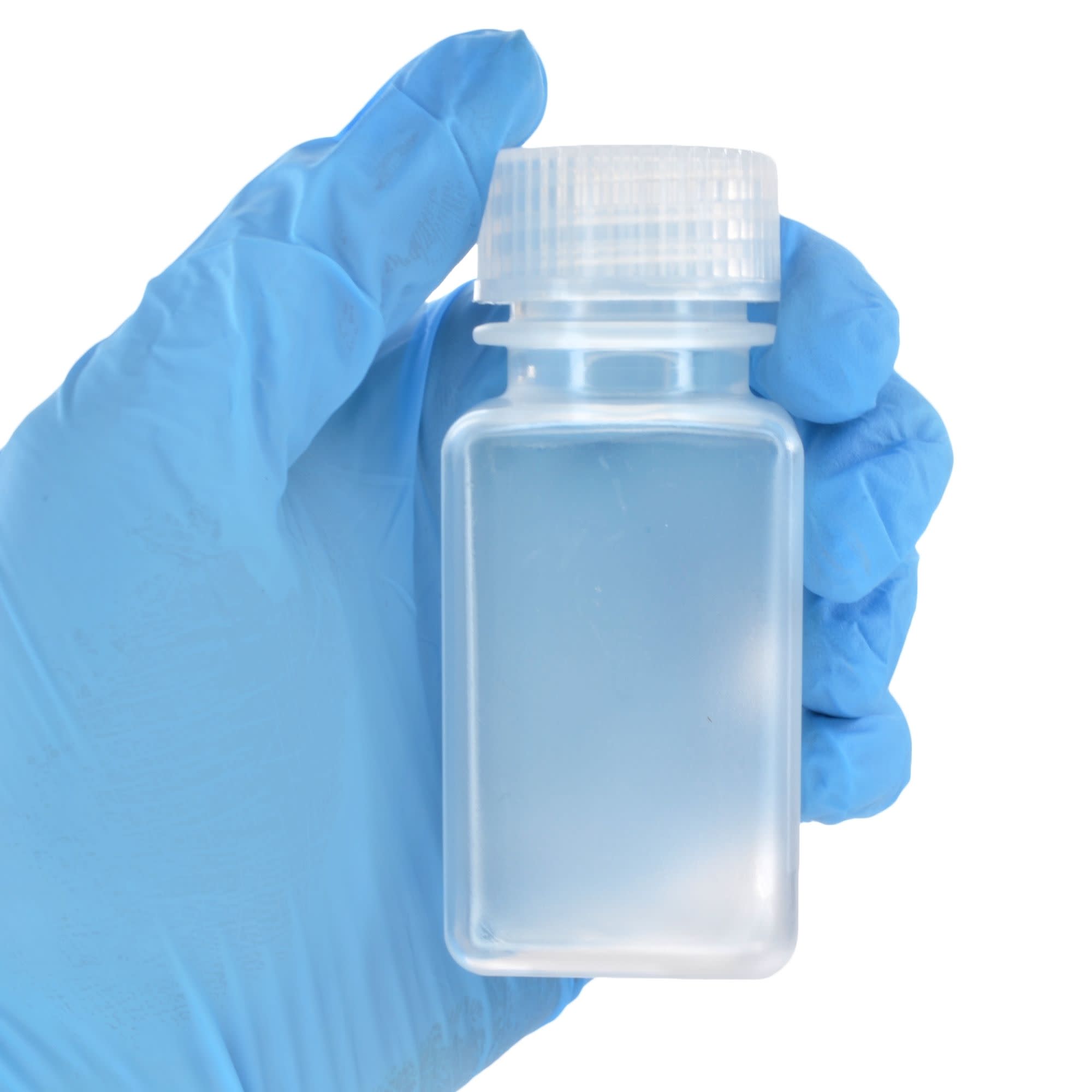 Pack of 12, 60mL Square Polypropylene Reagent Bottles with Wide Mouth Polypropylene Caps, Translucent, Autoclavable