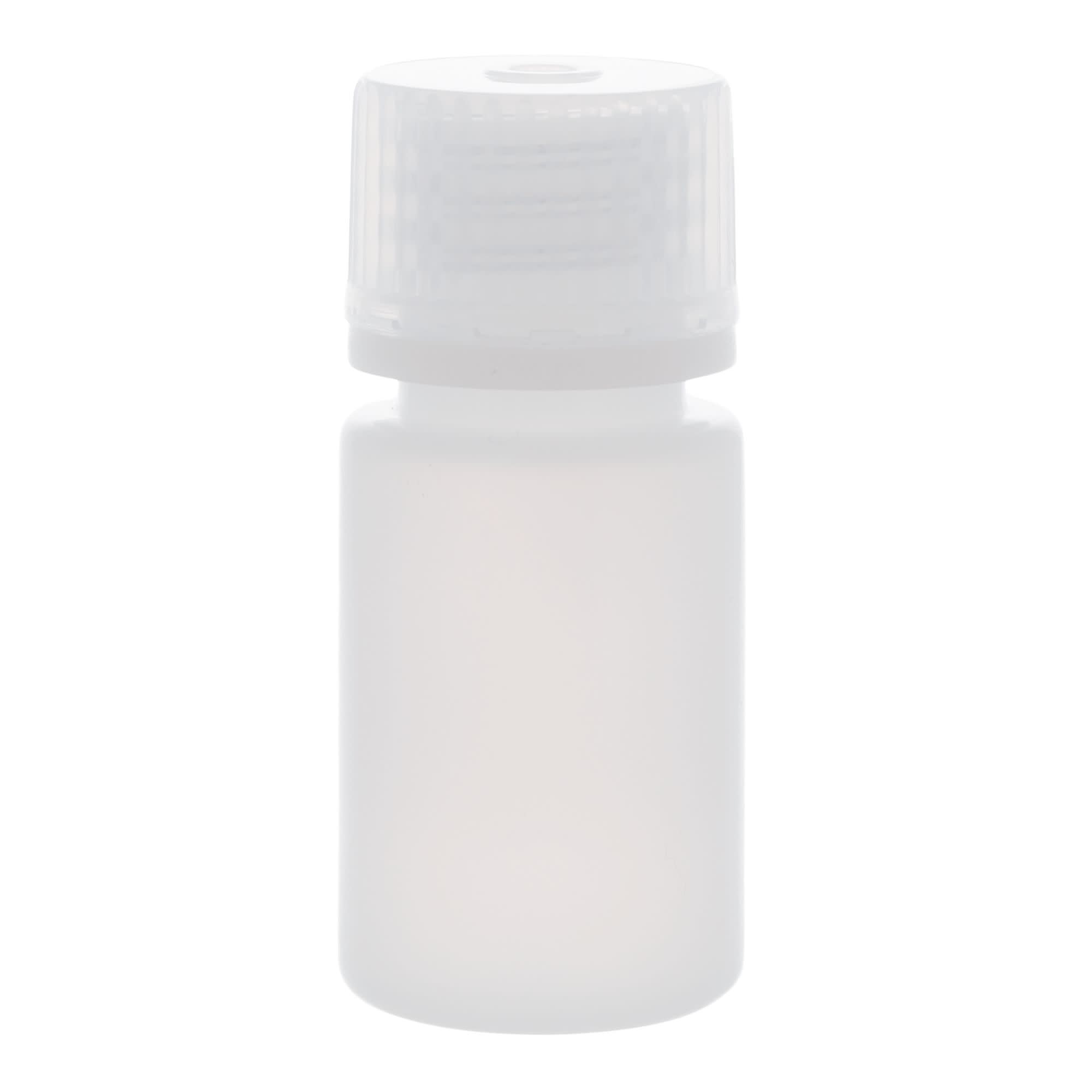 Pack of 12, 15mL Narrow Mouth HDPE Translucent Reagent Bottles with Polypropylene Caps, Non-Sterile