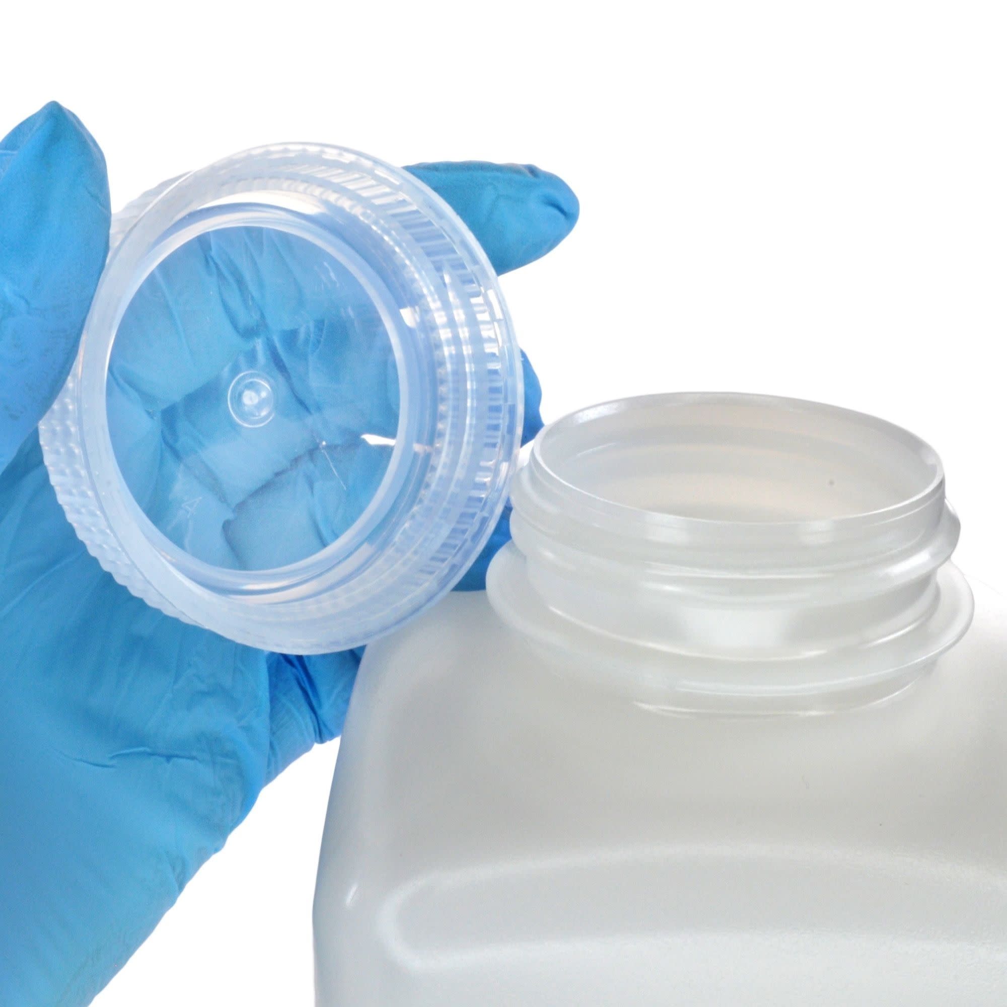 Pack of 12, Sterile 1L Square HDPE Reagent Bottles with Wide Mouth Polypropylene Caps, Translucent