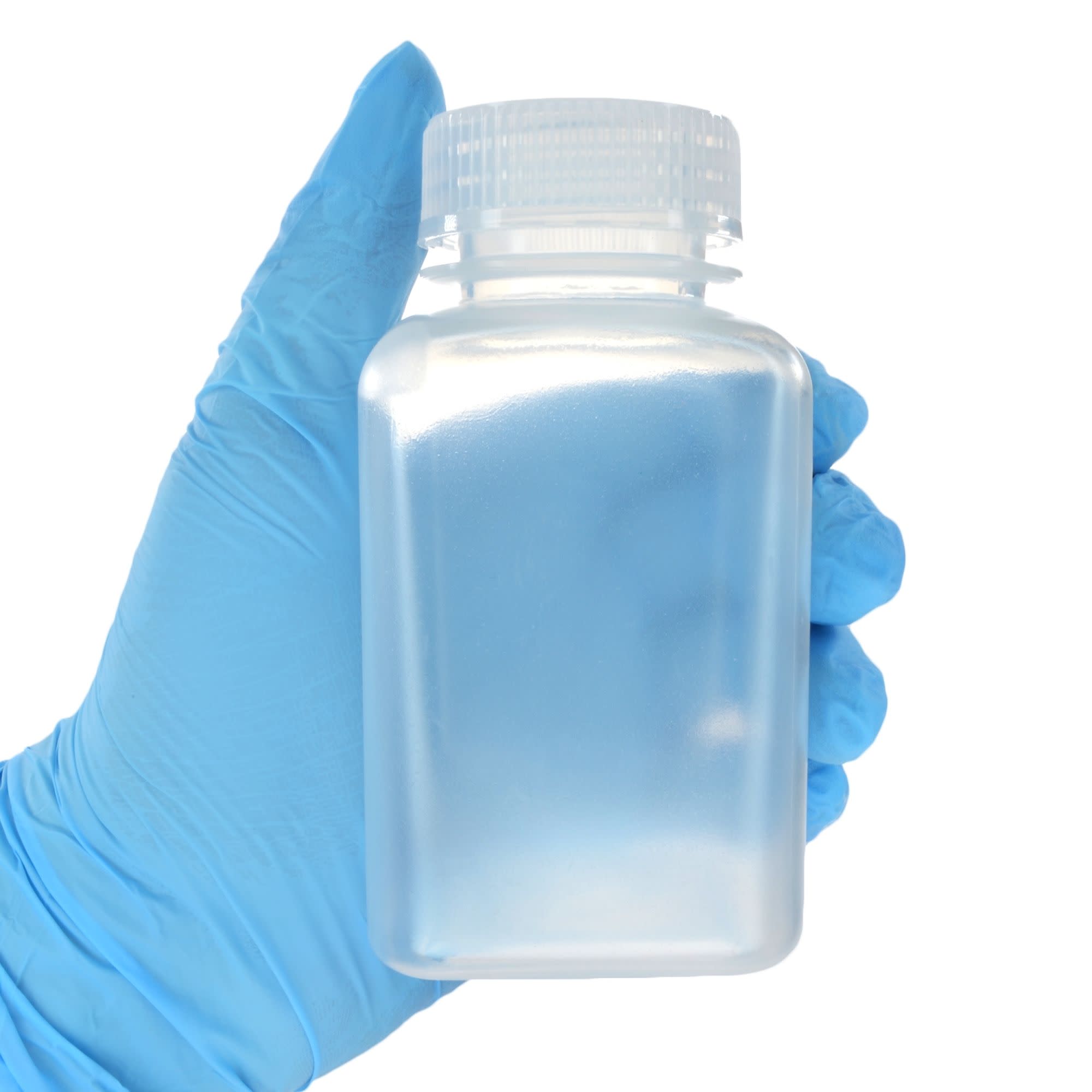 Pack of 12, 175mL Square Polypropylene Reagent Bottles with Wide Mouth Polypropylene Caps, Translucent, Autoclavable