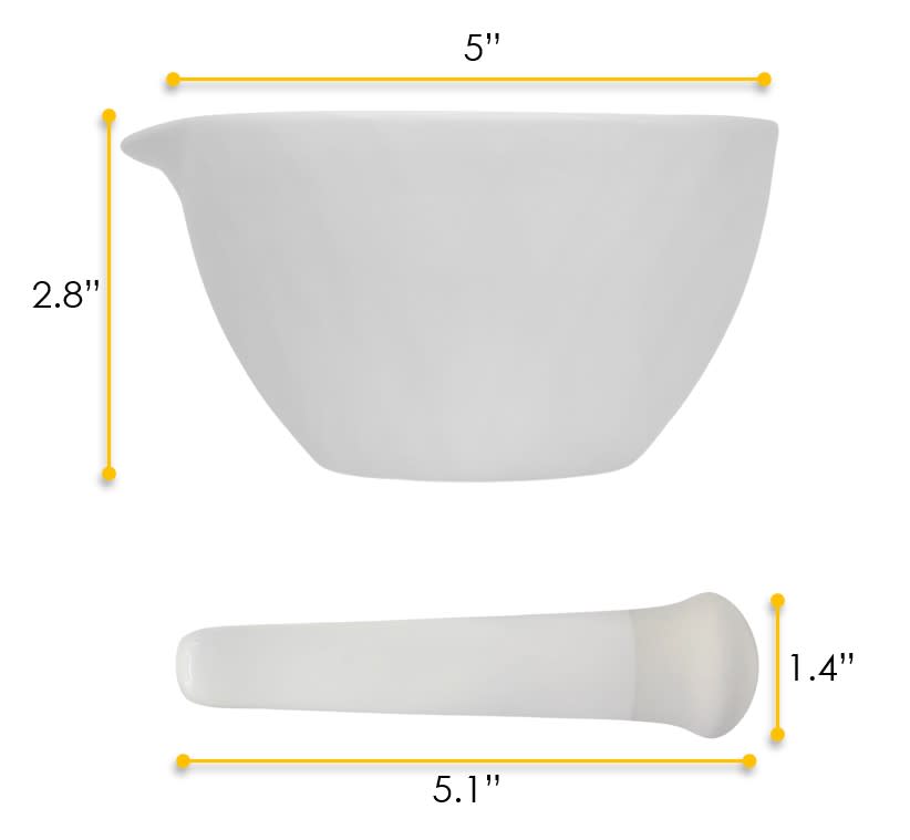 Porcelain Mortar & Pestle Set, 275ml
