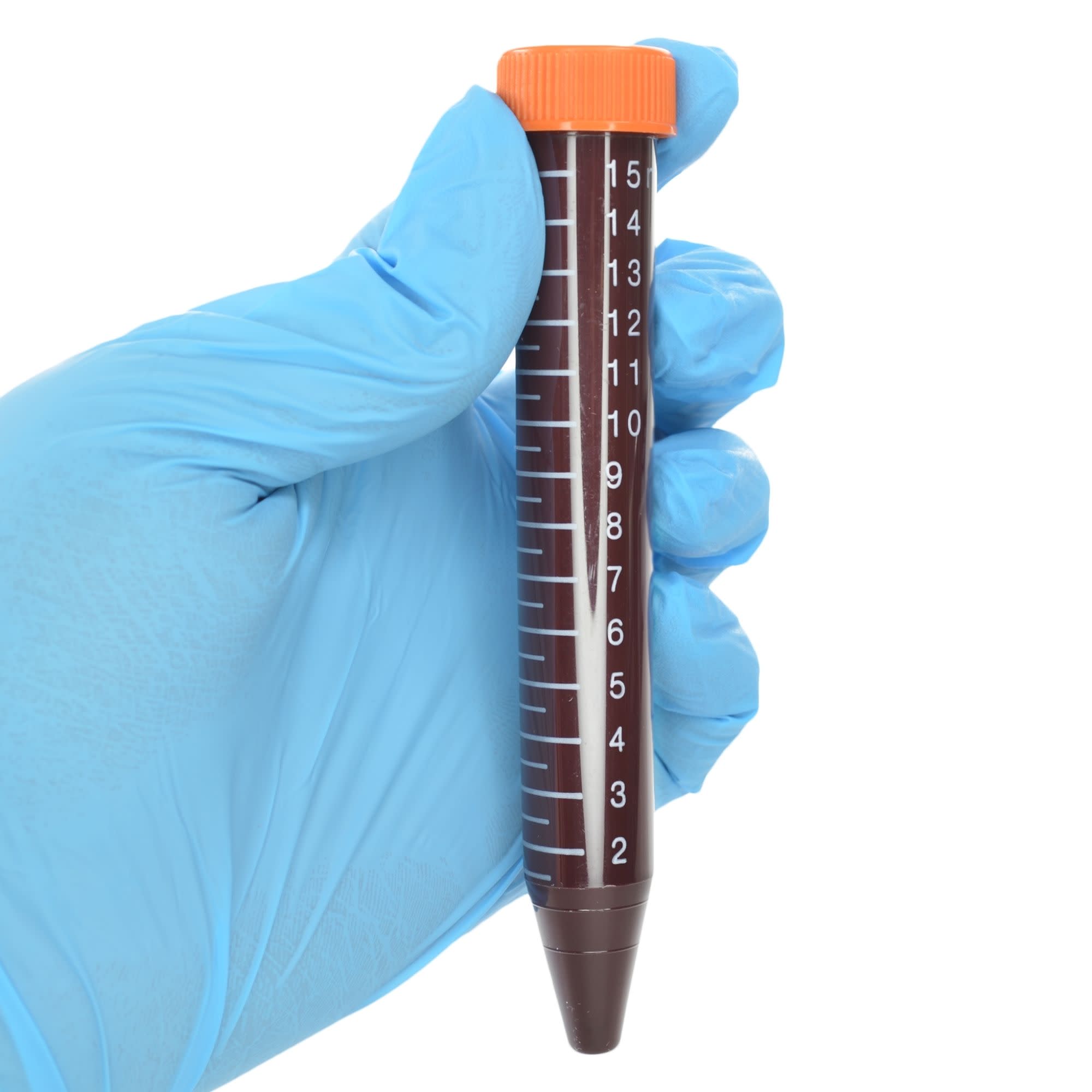 Pack of 25, 15mL Non-Sterile Amber Centrifuge Tubes, Polypropylene, Flat Cap, Lab-Grade