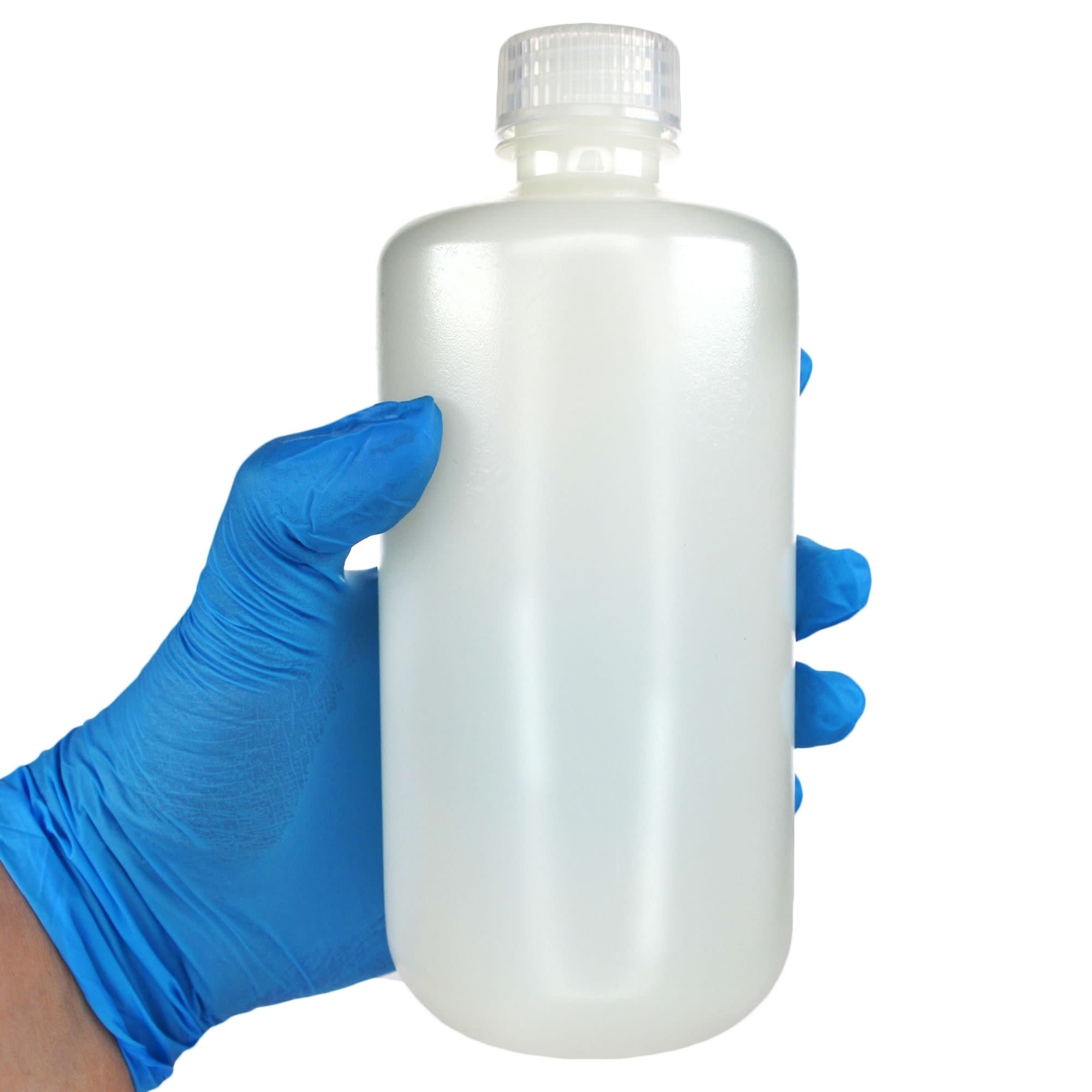 Pack of 12, 500mL Sterile Narrow Mouth HDPE Translucent Reagent Bottles with Polypropylene Caps