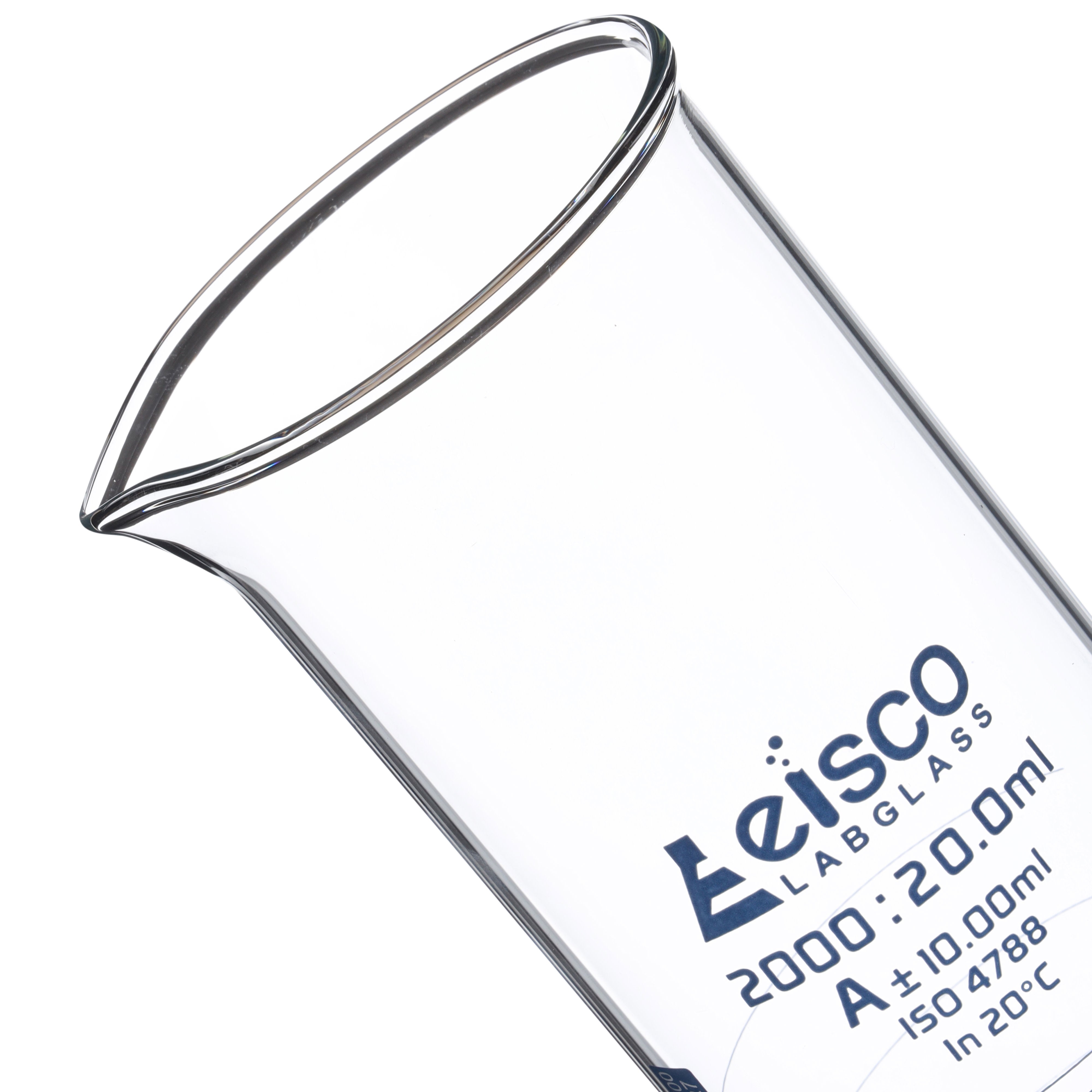 Borosilicate Glass Graduated Cylinder, 2000 ml, 20 ml Graduation, Class A, Autoclavable