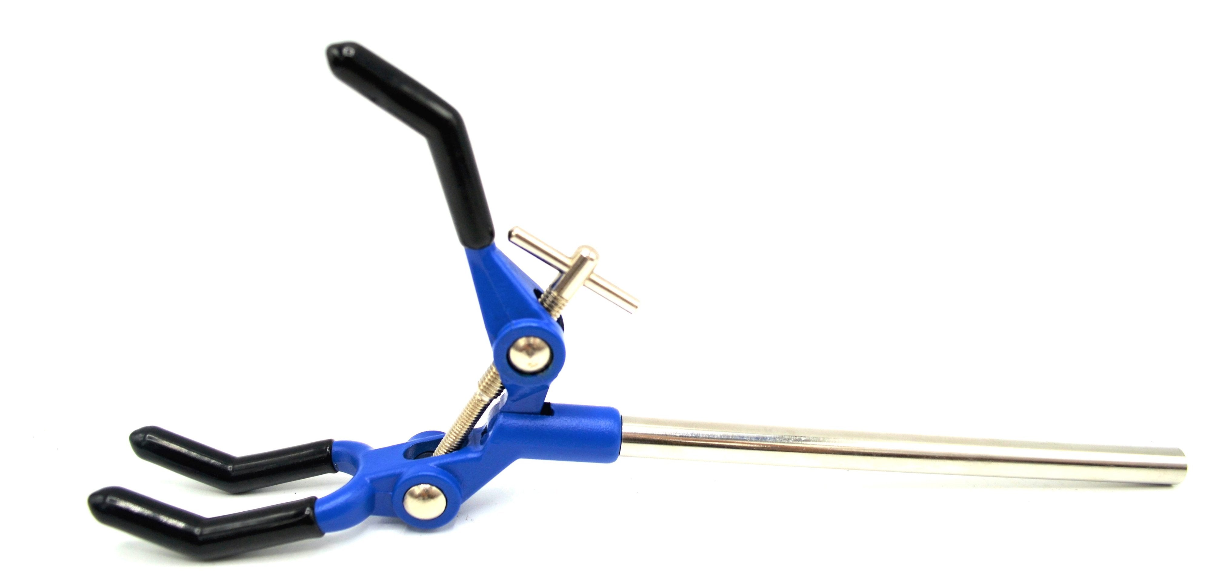 3 Finger, Vinyl Coated, Lab Clamp on Rod,  4.125" (10.5 cm) Maximum Clamp Opening