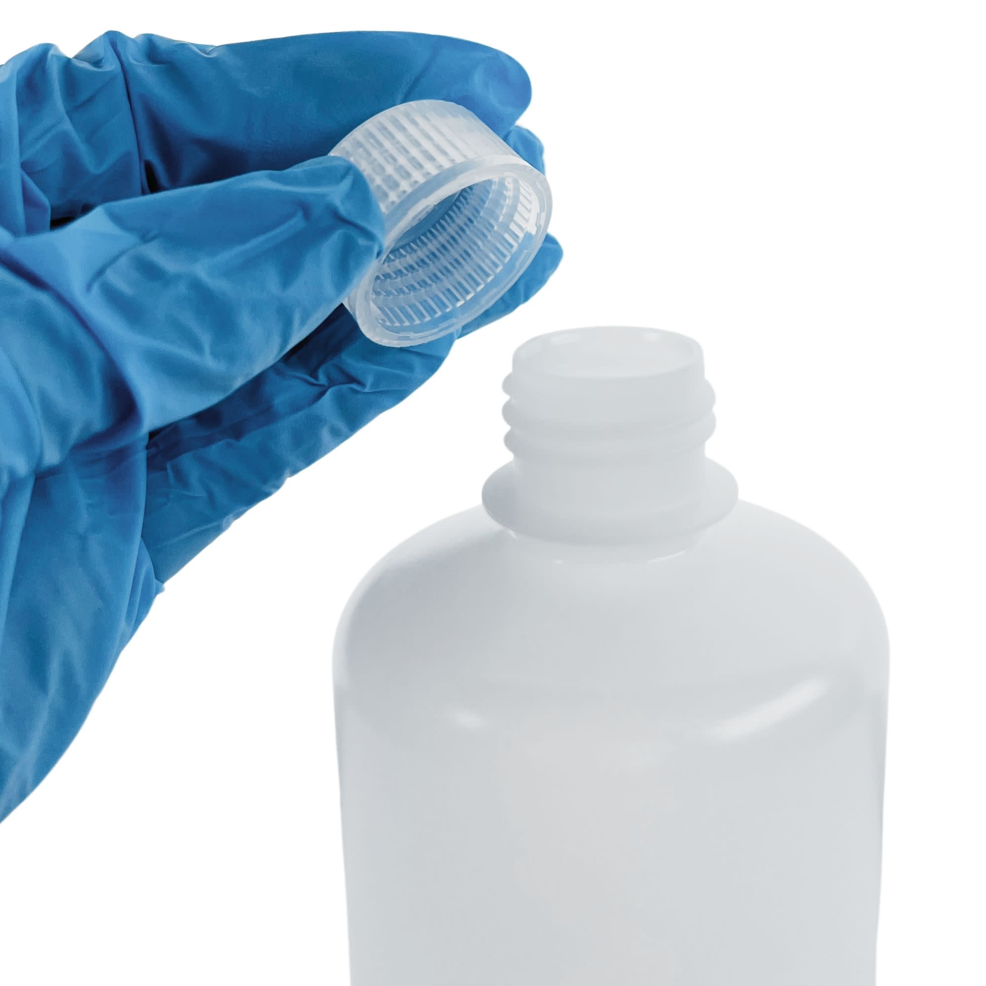 Bulk Pack of 250, 250mL Narrow Mouth HDPE Translucent Reagent Bottles with Polypropylene Caps, Non-Sterile