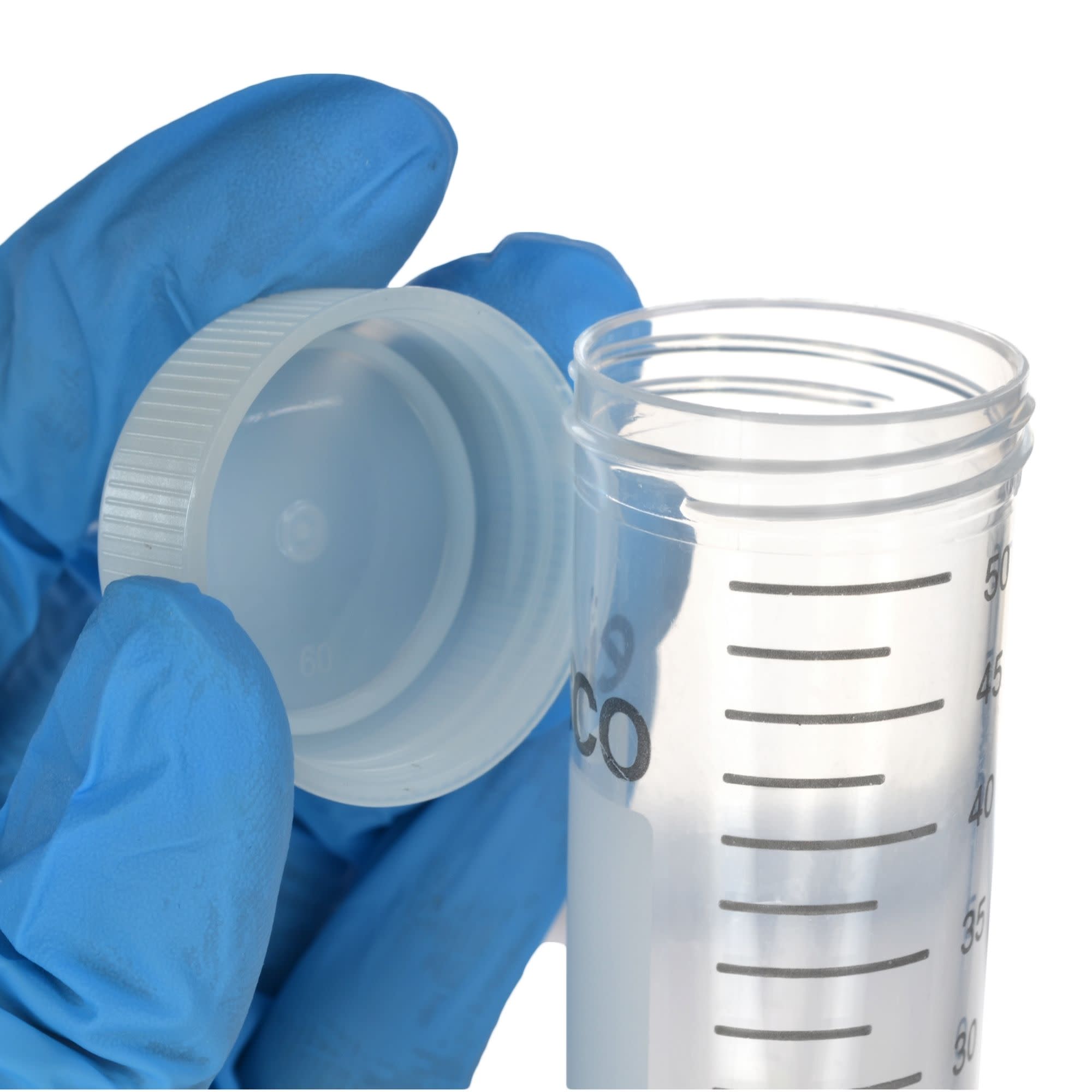 Pack of 25, 50mL Non-Sterile Centrifuge Tubes, Polypropylene, Flat Cap, Lab-Grade, Heavy Metal-Free