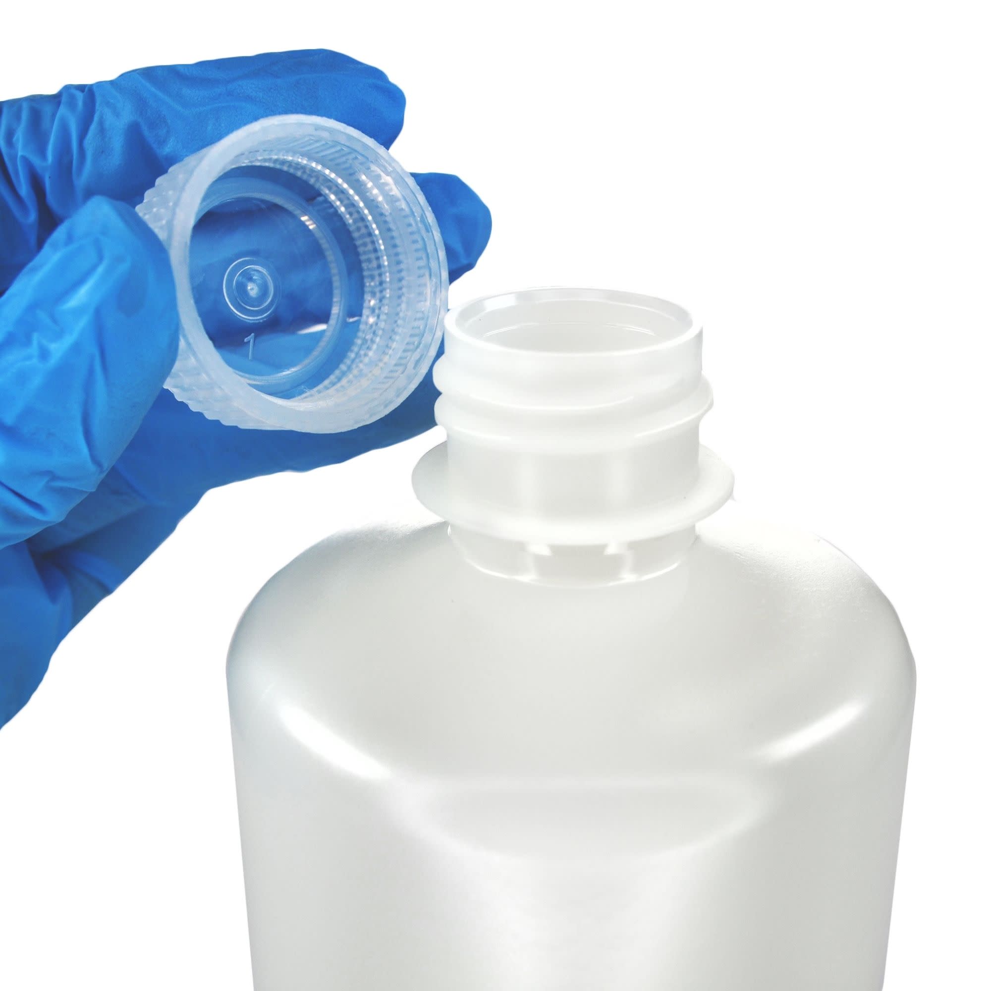 Pack of 12, 500mL Sterile Narrow Mouth HDPE Translucent Reagent Bottles with Polypropylene Caps