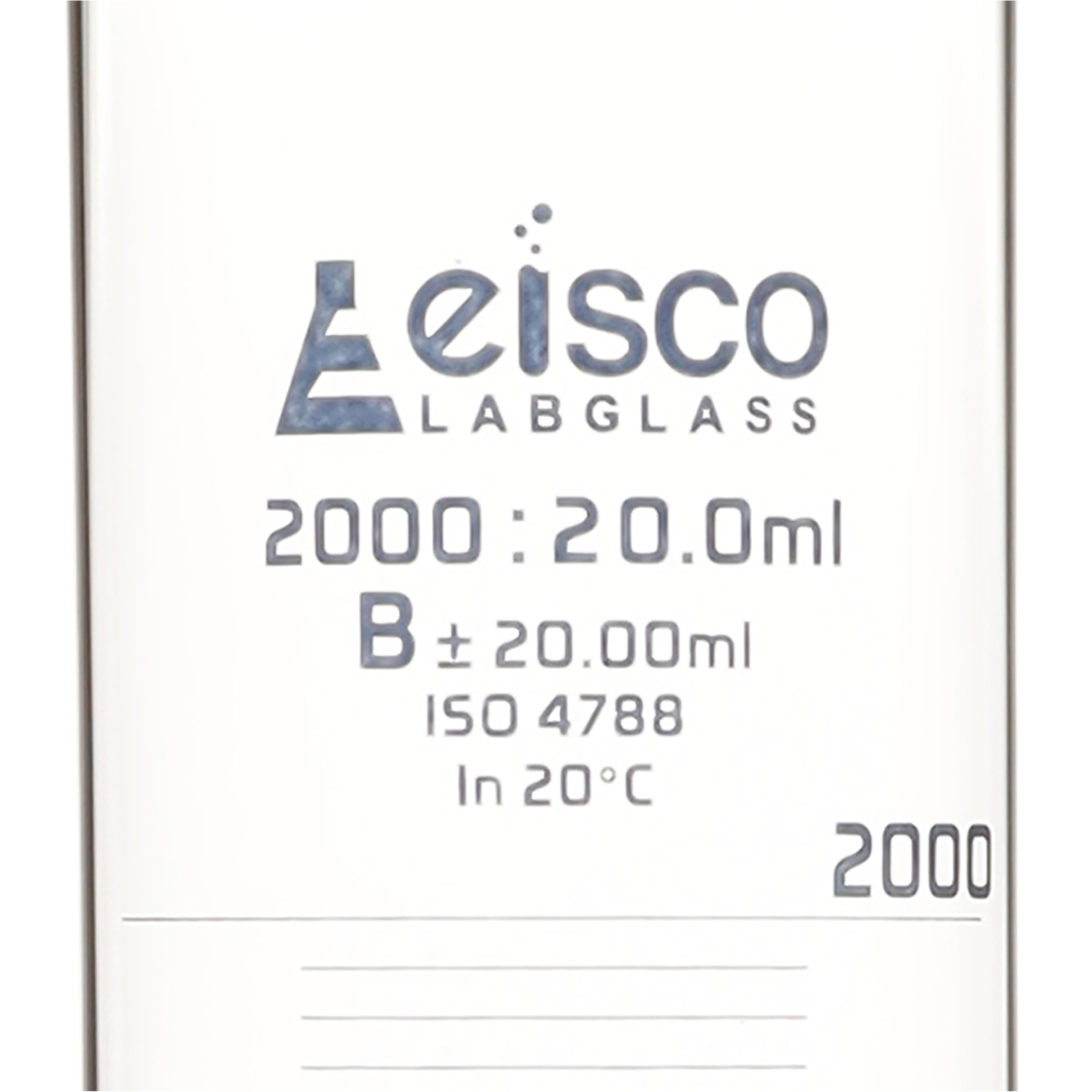 Borosilicate Glass Graduated Cylinder, 2000 ml, 20.0 ml Graduation, Class B, Autoclavable
