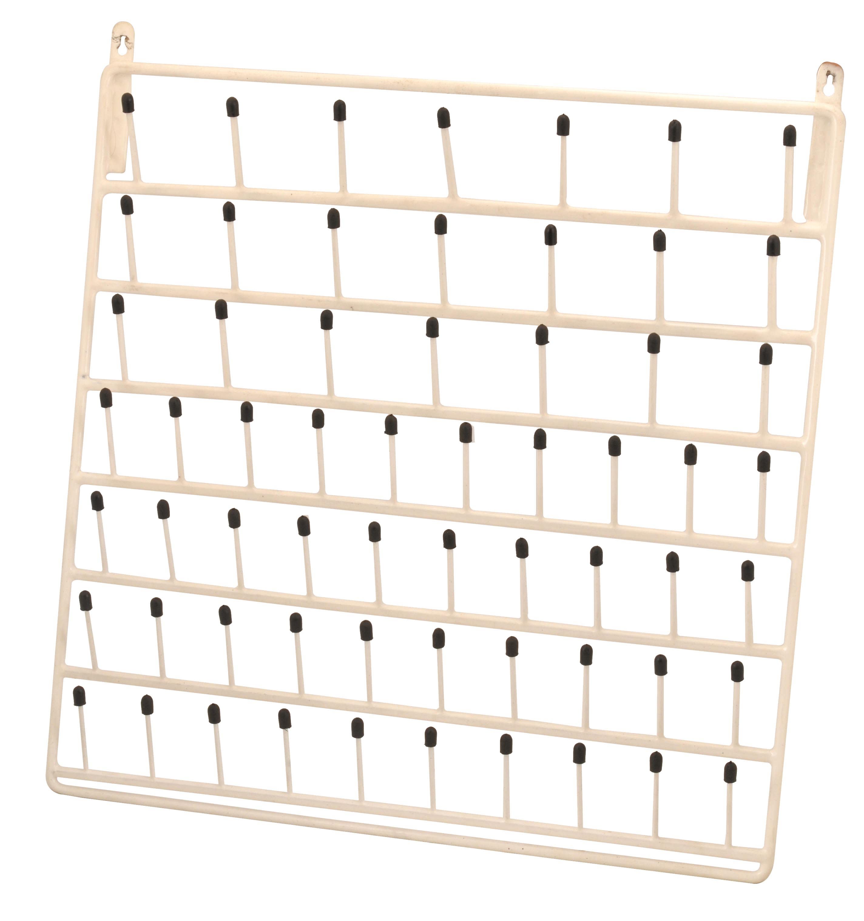 Wall Mounted Laboratory Draining Rack, Vinyl Coated Steel, 60 Pegs