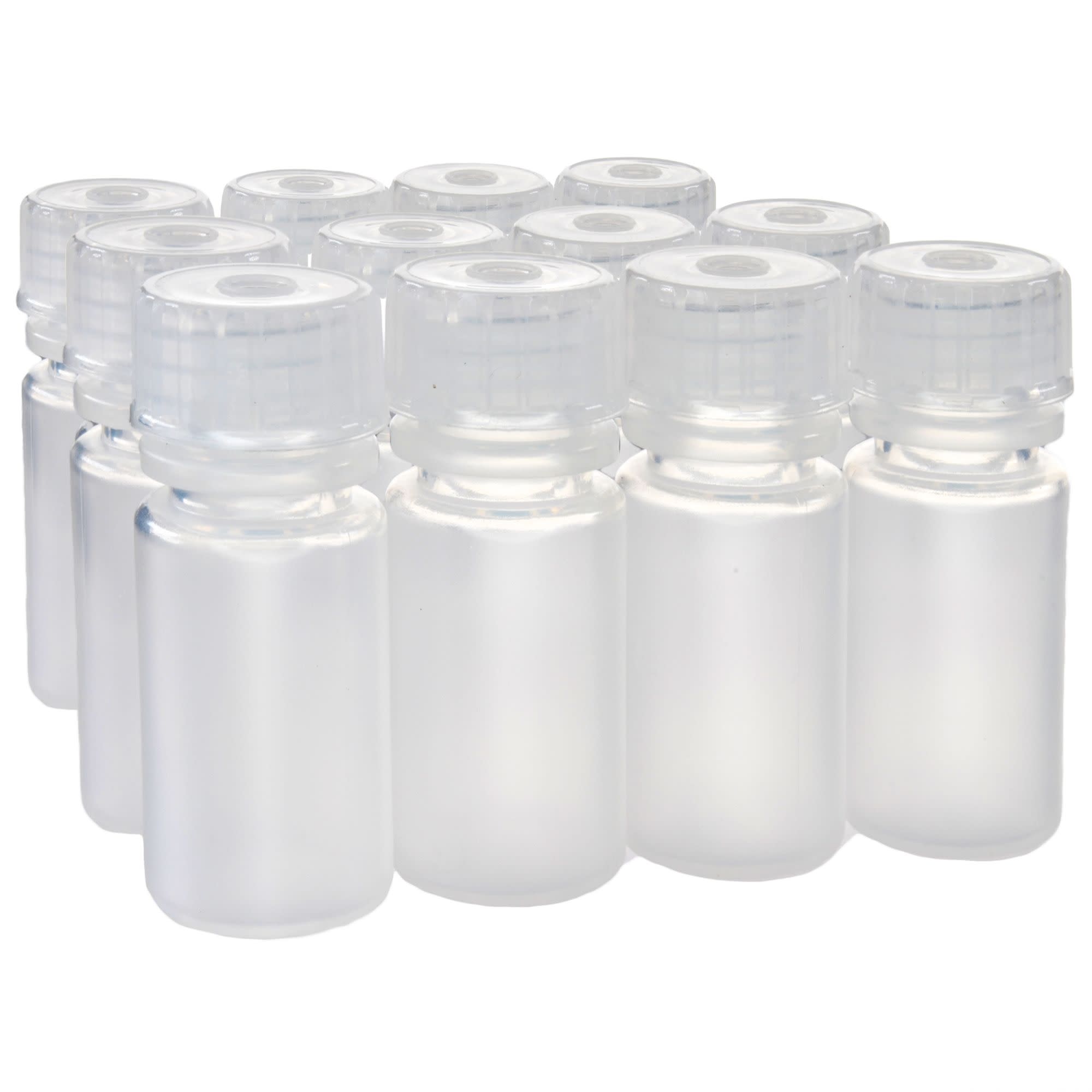 Pack of 12, 4mL Narrow Mouth Polypropylene Reagent Bottles with Polypropylene Caps, Autoclavable, Translucent, Non-Sterile