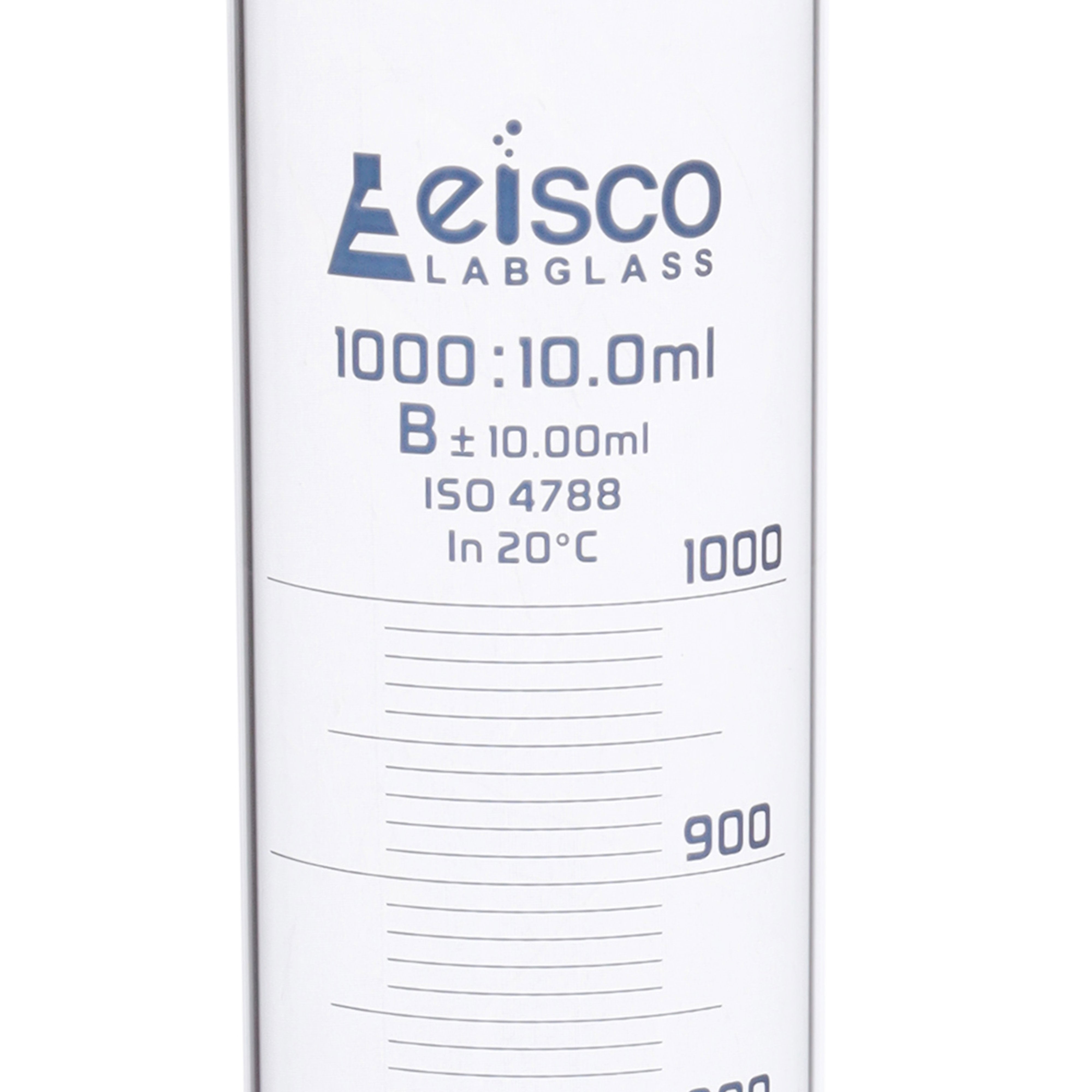 Borosilicate Glass Graduated Cylinder, 1000 ml, 10.0 ml Graduation, Class B, Autoclavable