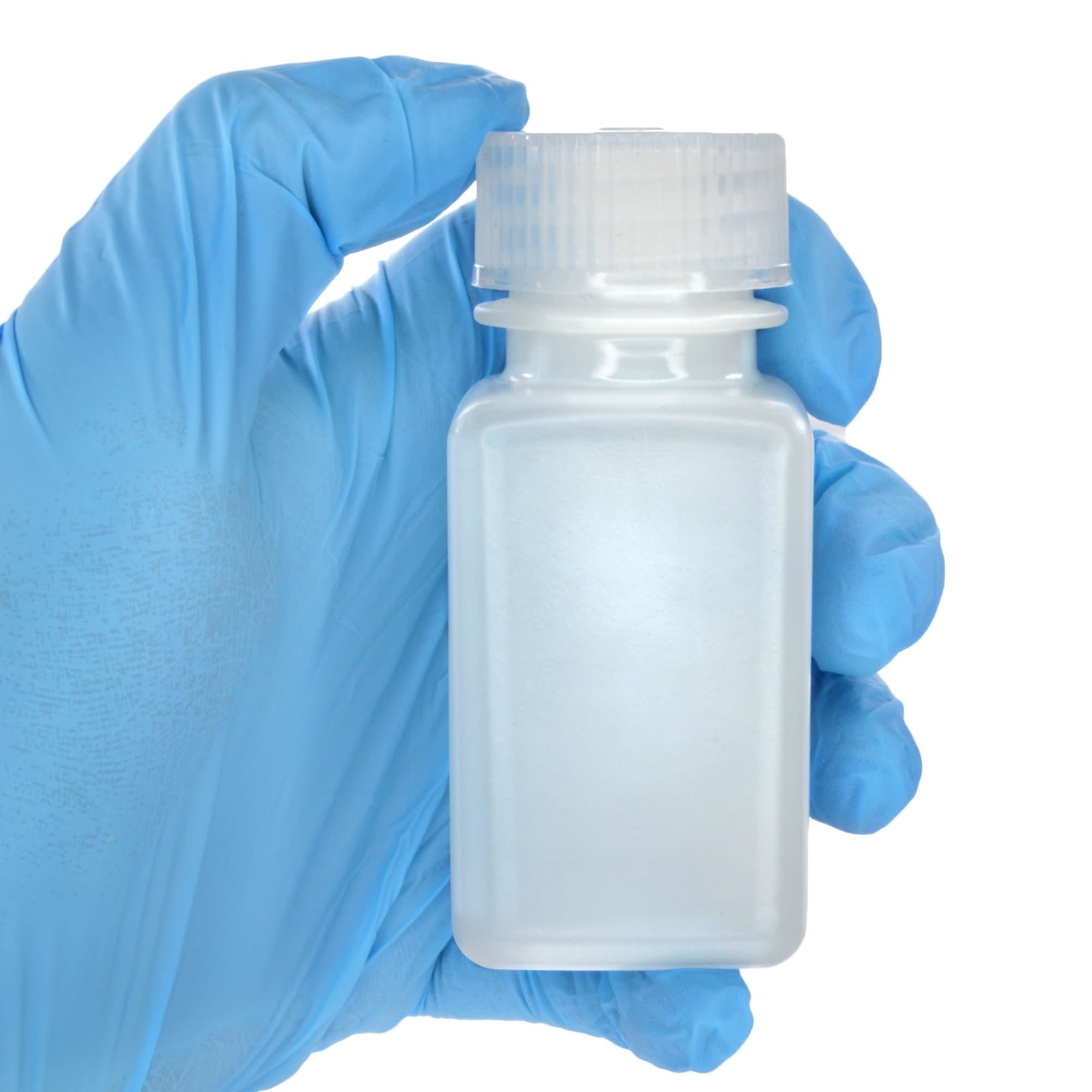 Pack of 12, 60mL Square HDPE Reagent Bottles with Wide Mouth Polypropylene Caps, Translucent, Non-Sterile