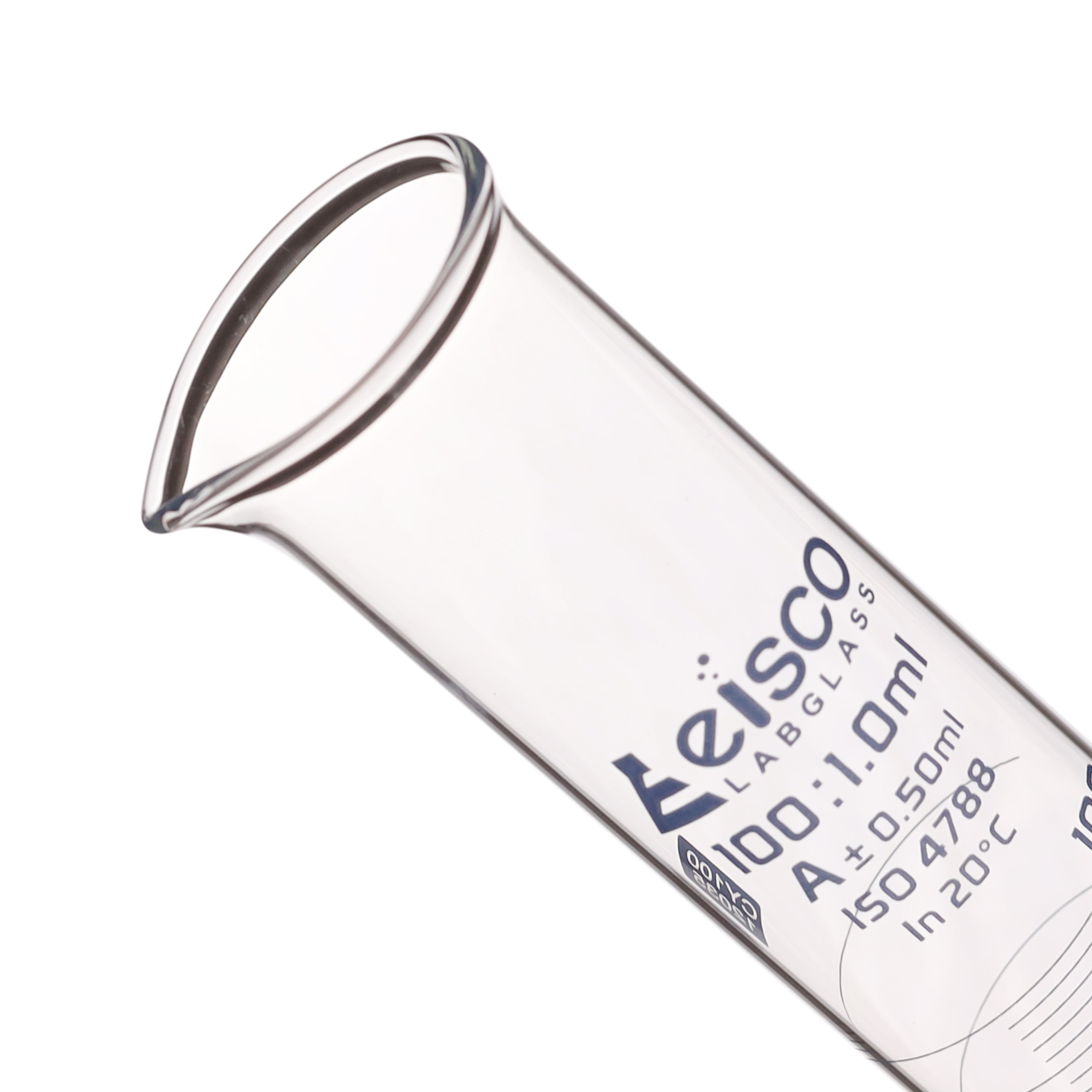 Borosilicate Glass Graduated Cylinder, 100 ml, 1.0 ml Graduation, Class A, Autoclavable