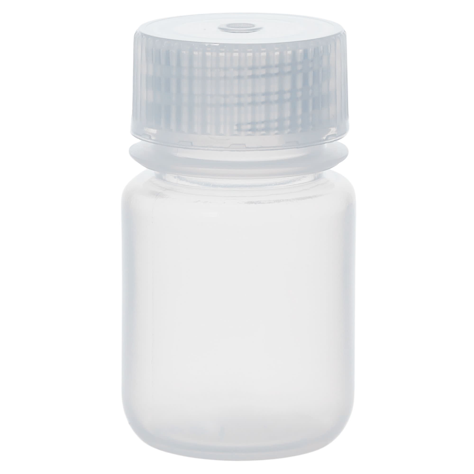 30mL Wide Mouth Polypropylene Translucent Reagent Bottles with Polypropylene Caps, Pack of 12, Non-Sterile