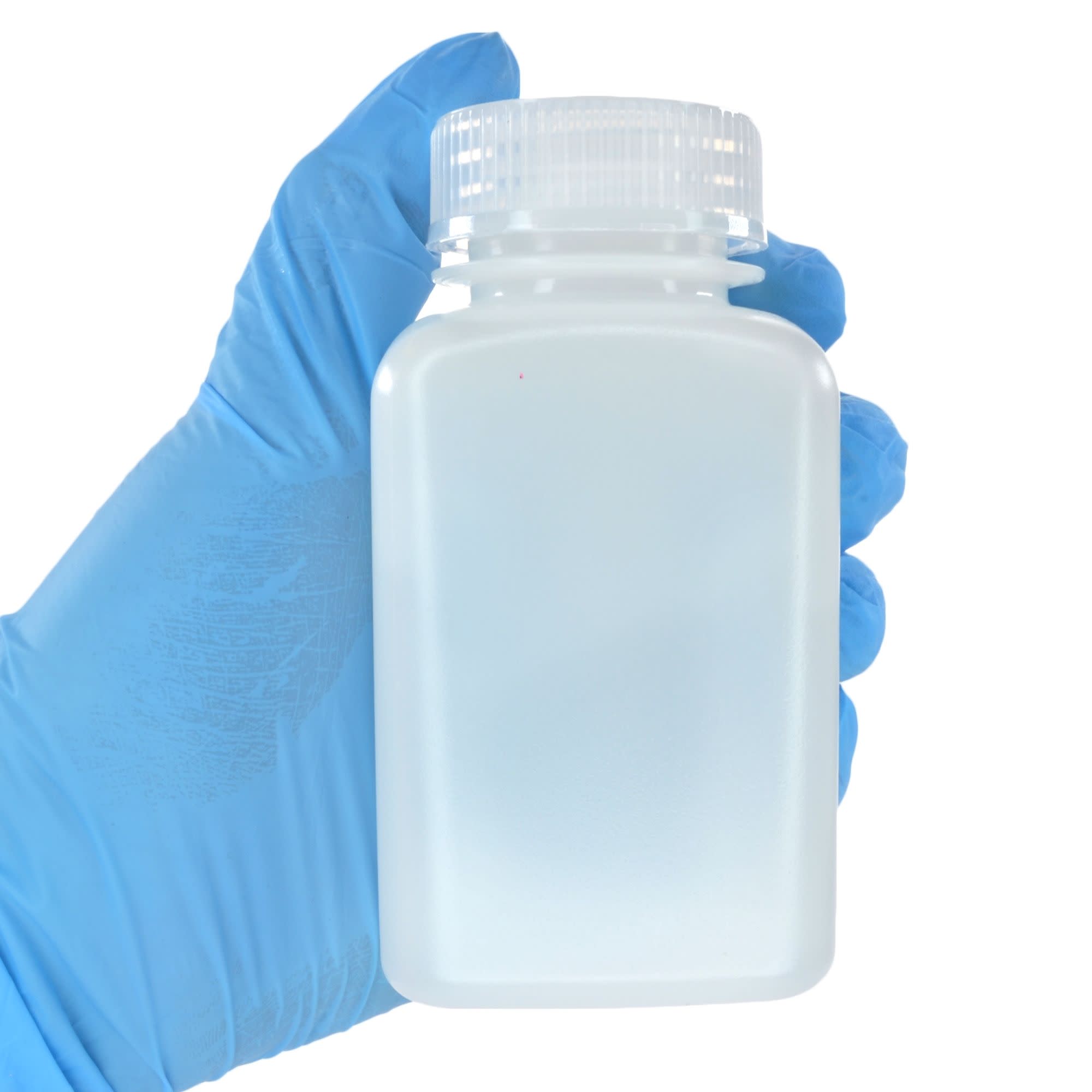 Pack of 12, Sterile 175mL Square HDPE Reagent Bottles with Wide Mouth Polypropylene Caps, Translucent