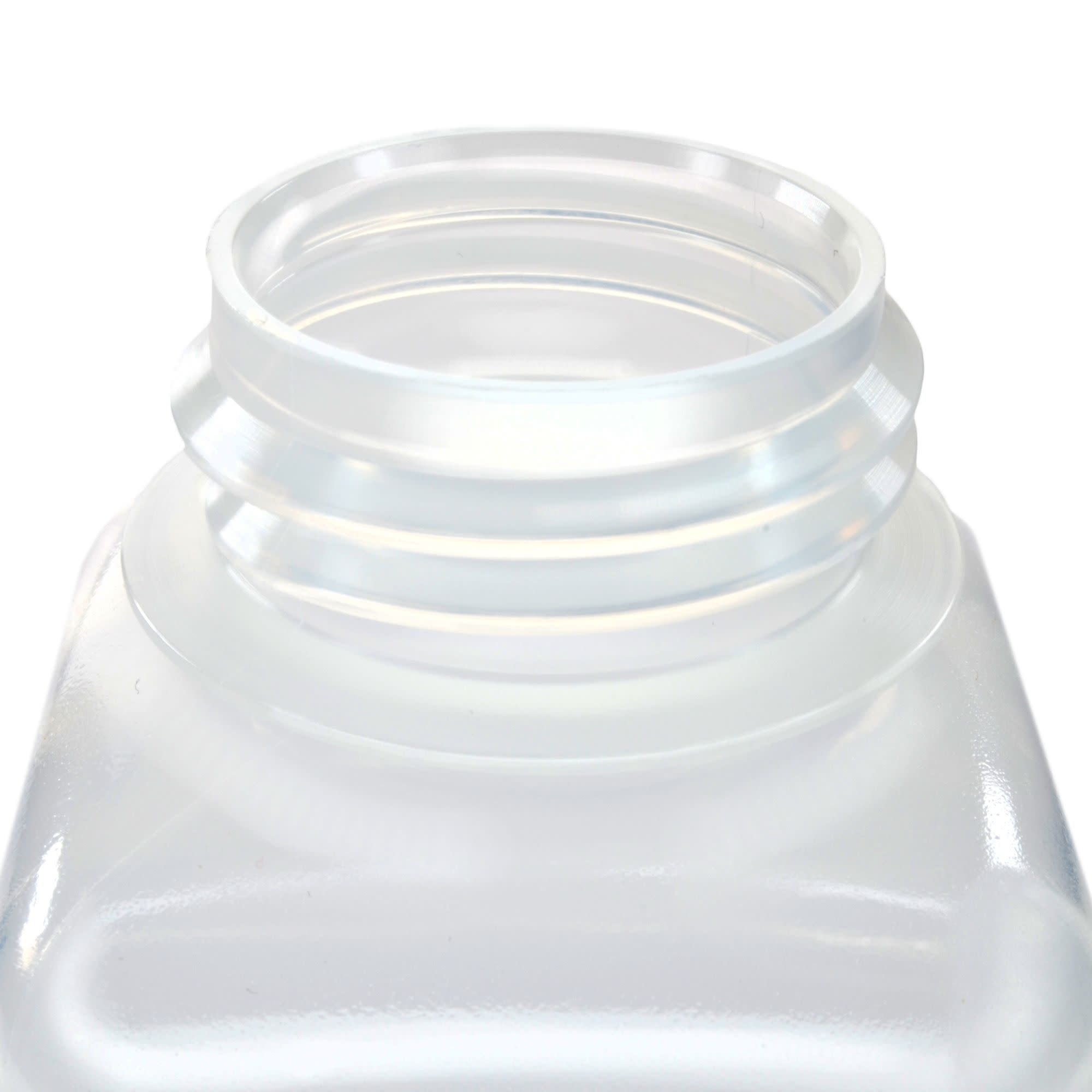 Pack of 12, 175mL Square Polypropylene Reagent Bottles with Wide Mouth Polypropylene Caps, Translucent, Autoclavable