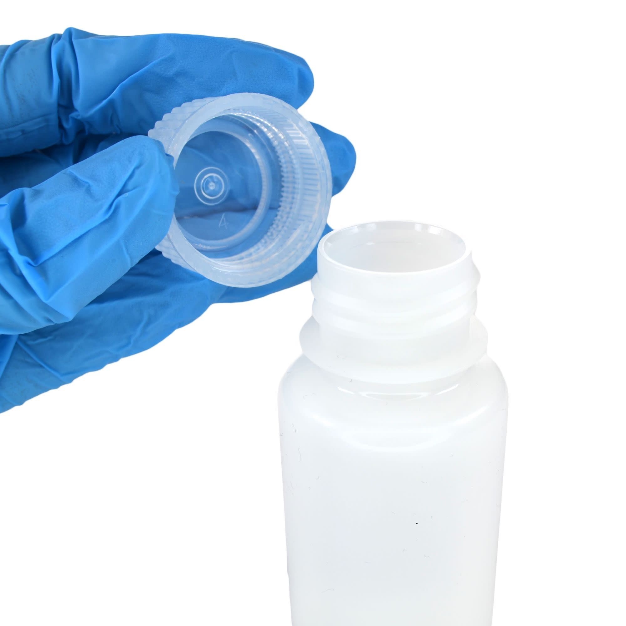 60mL Sterile Wide Mouth HDPE Reagent Bottles with Polypropylene Caps, Pack of 12