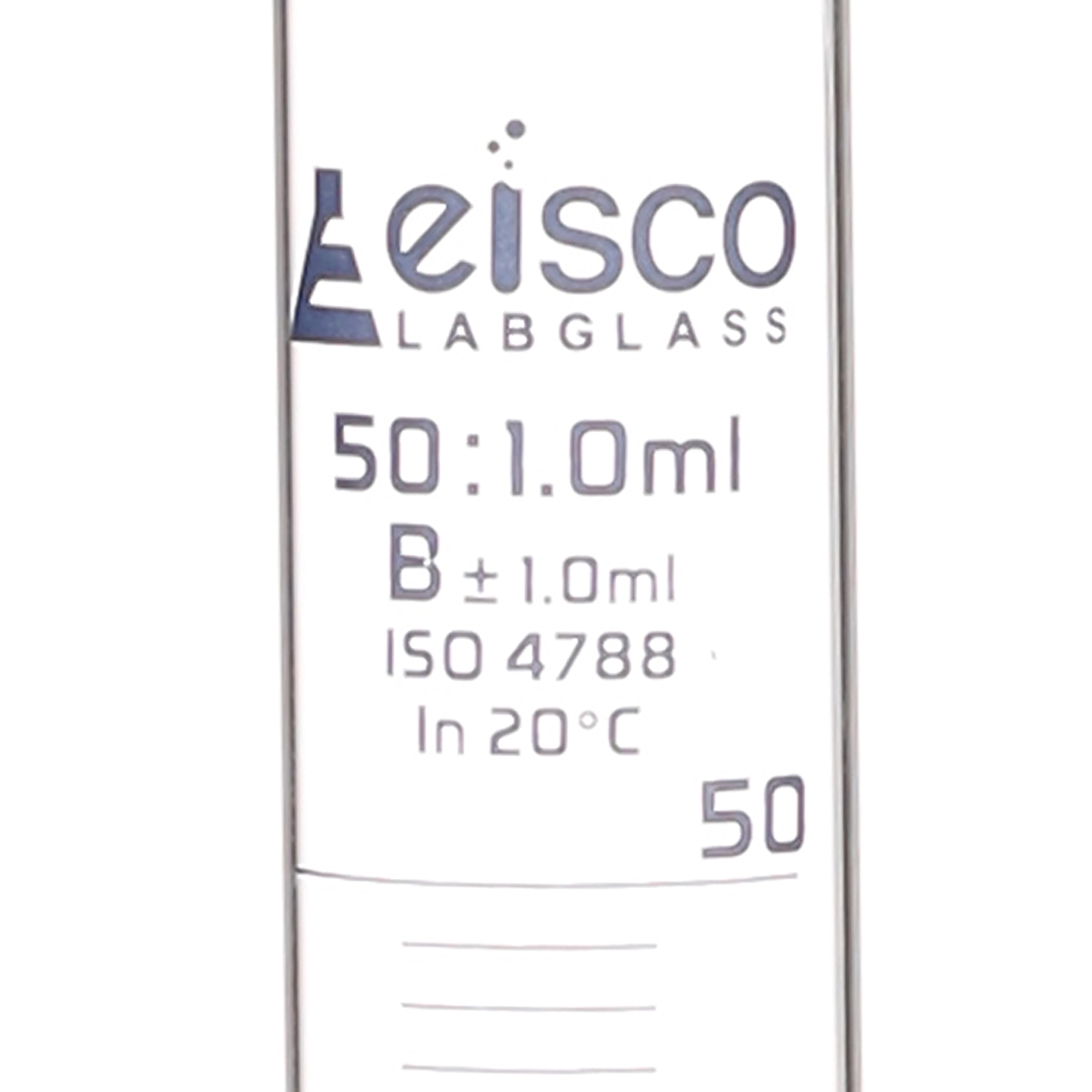 Borosilicate Glass Graduated Cylinder, 50 ml, 1.0 ml Graduation, Class B, Autoclavable