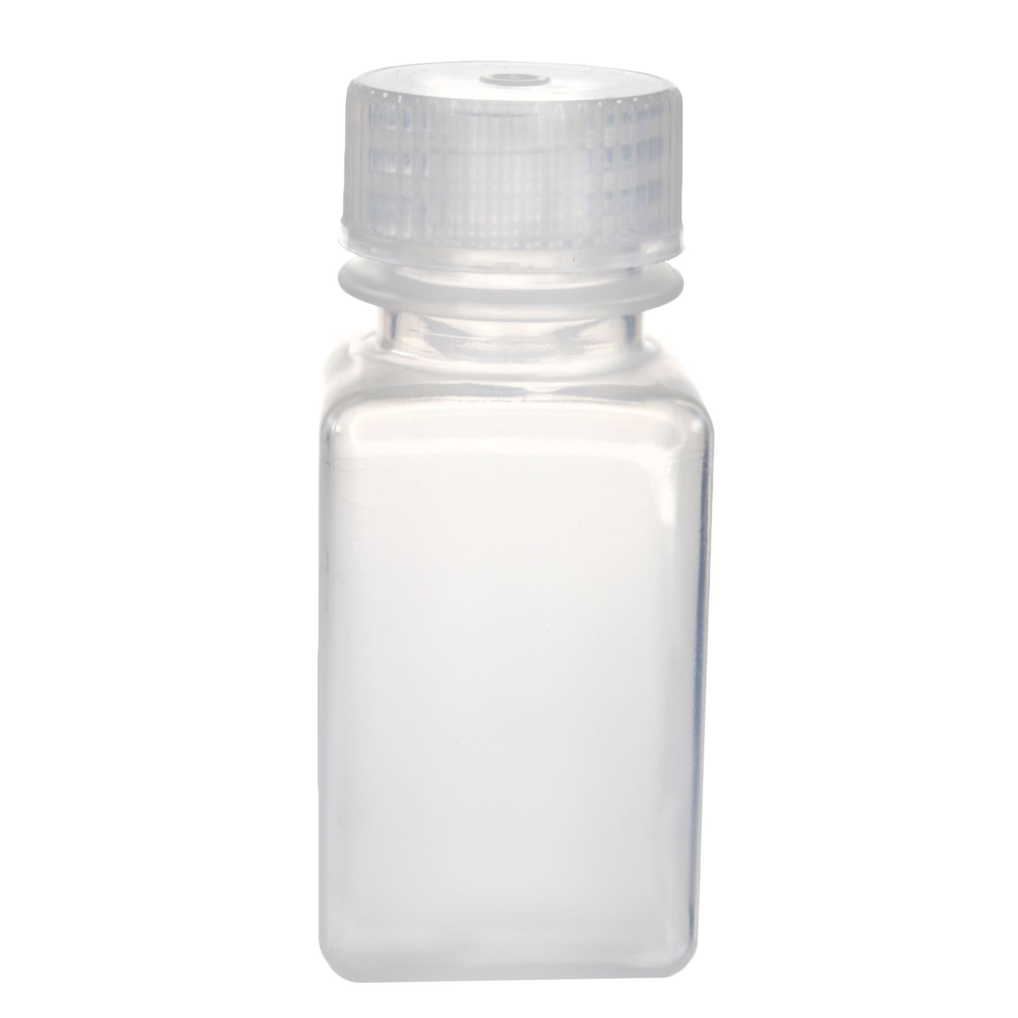 Pack of 12, 60mL Square Polypropylene Reagent Bottles with Wide Mouth Polypropylene Caps, Translucent, Autoclavable