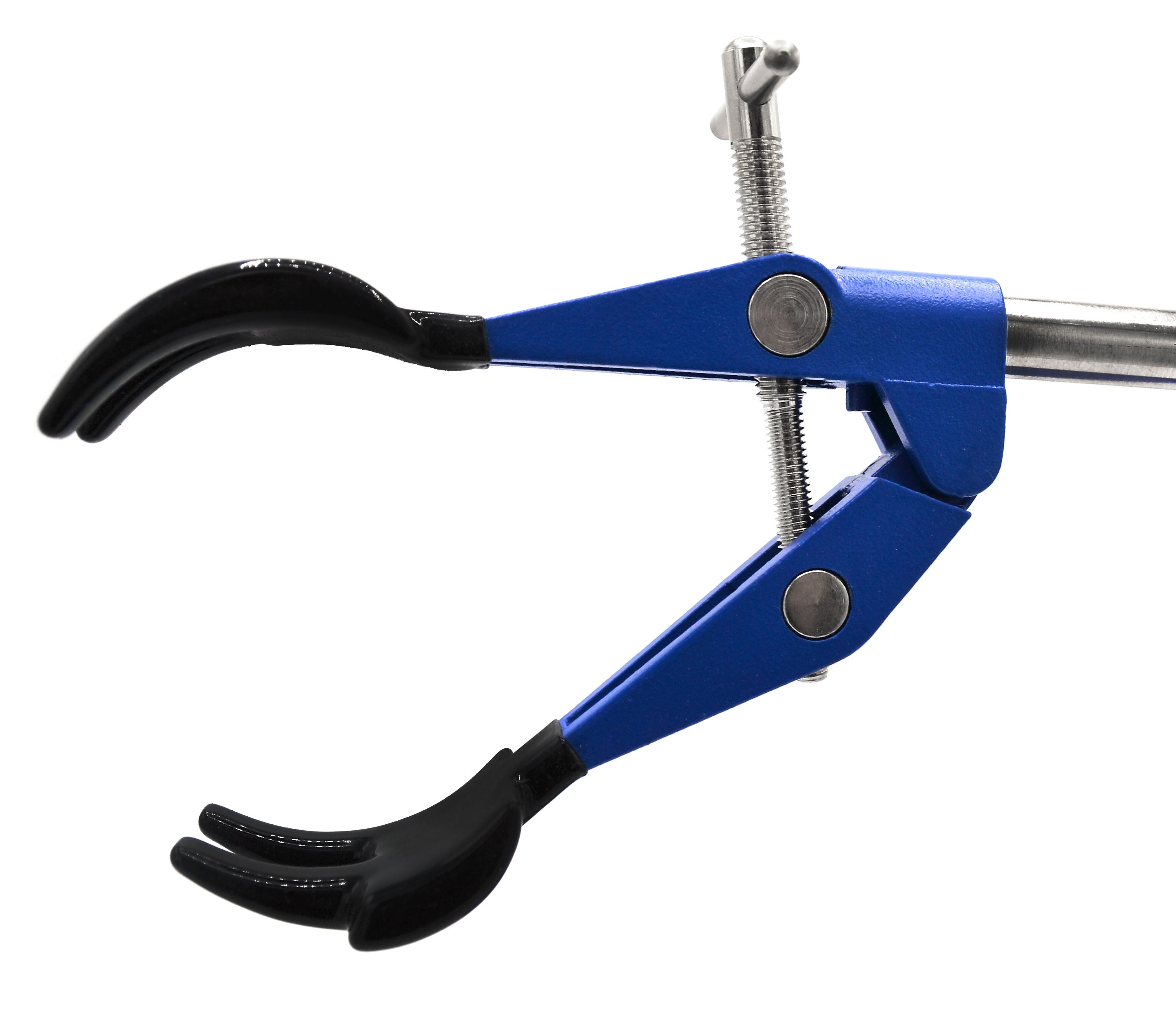 4 Finger Pronged, Vinyl Coated, Lab Clamp on Rod, 4.1" (10.5 cm) maximum clamp opening