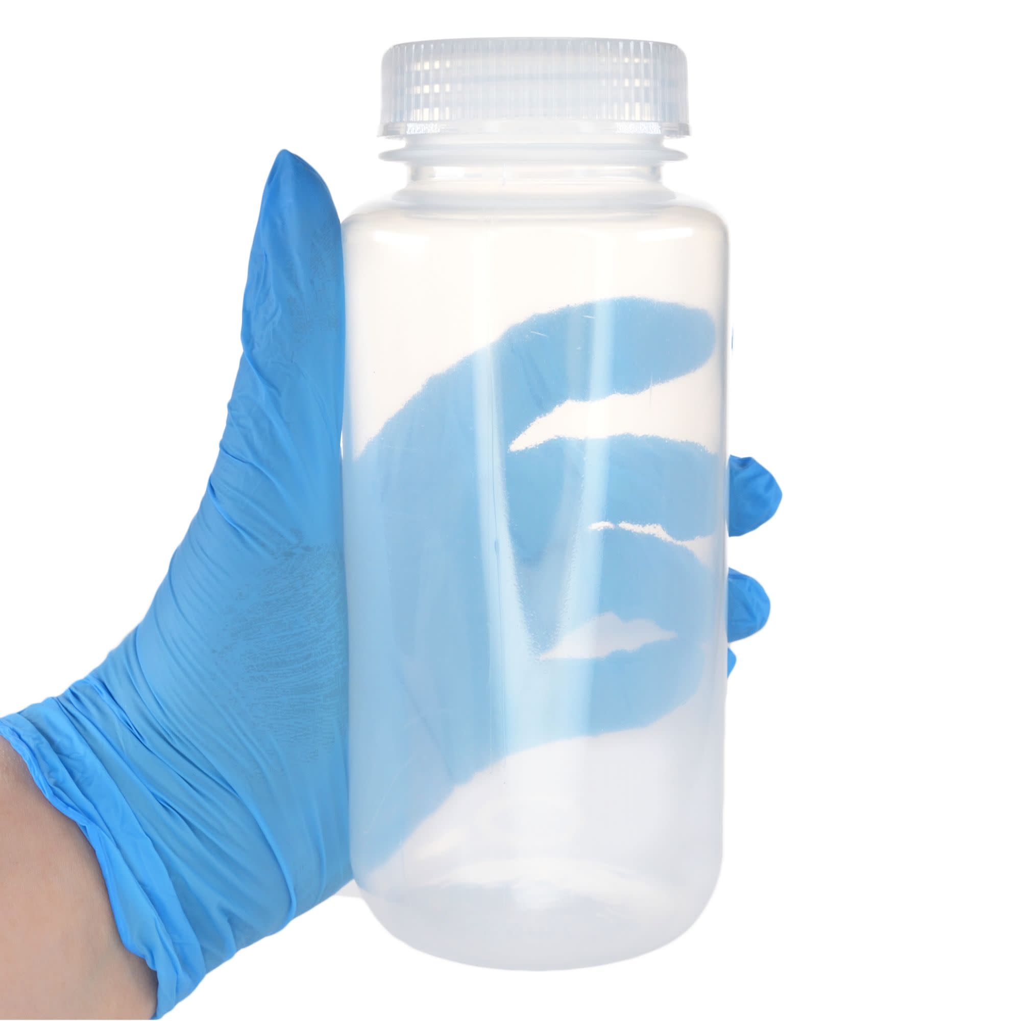 500mL Wide Mouth Polypropylene Translucent Reagent Bottles with Polypropylene Caps, Pack of 12, Non-Sterile