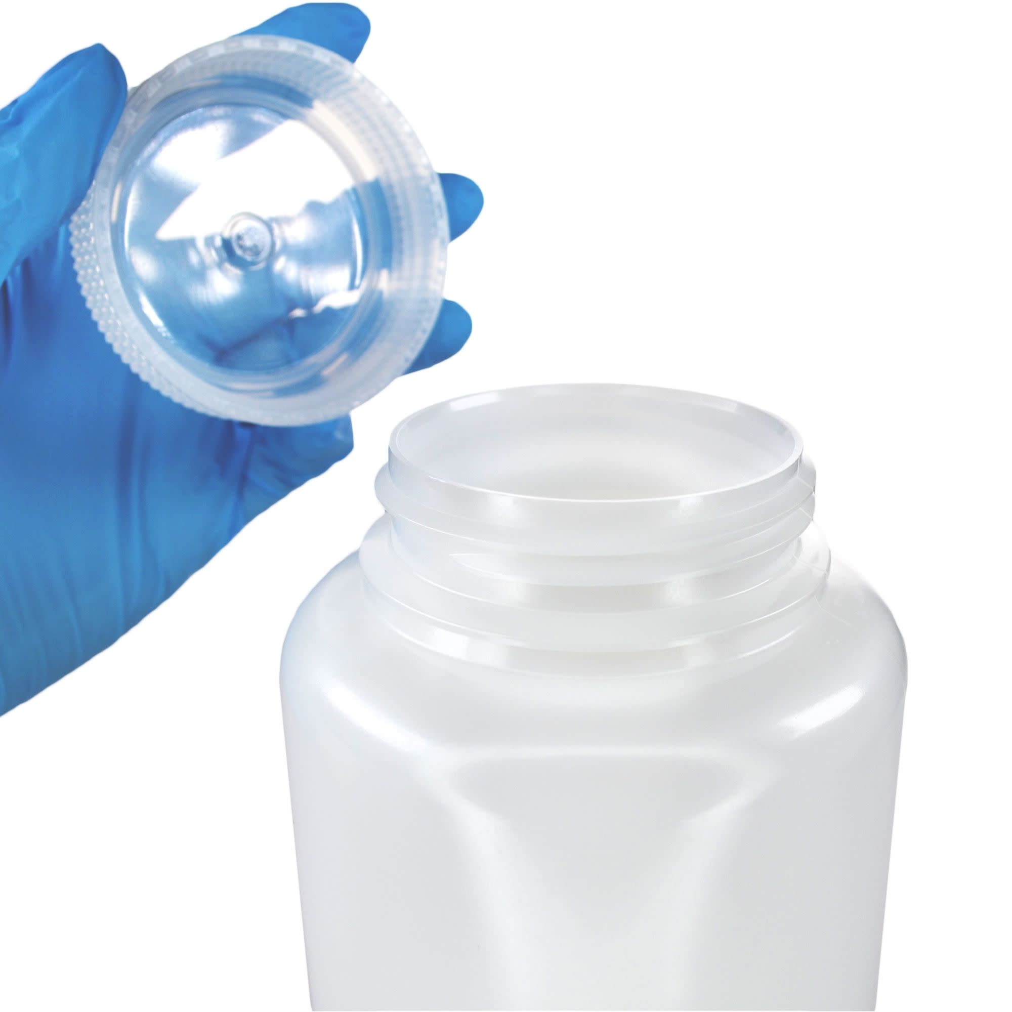 1L Wide Mouth HDPE Reagent Bottles with Polypropylene Caps, Non-Sterile, Pack of 12