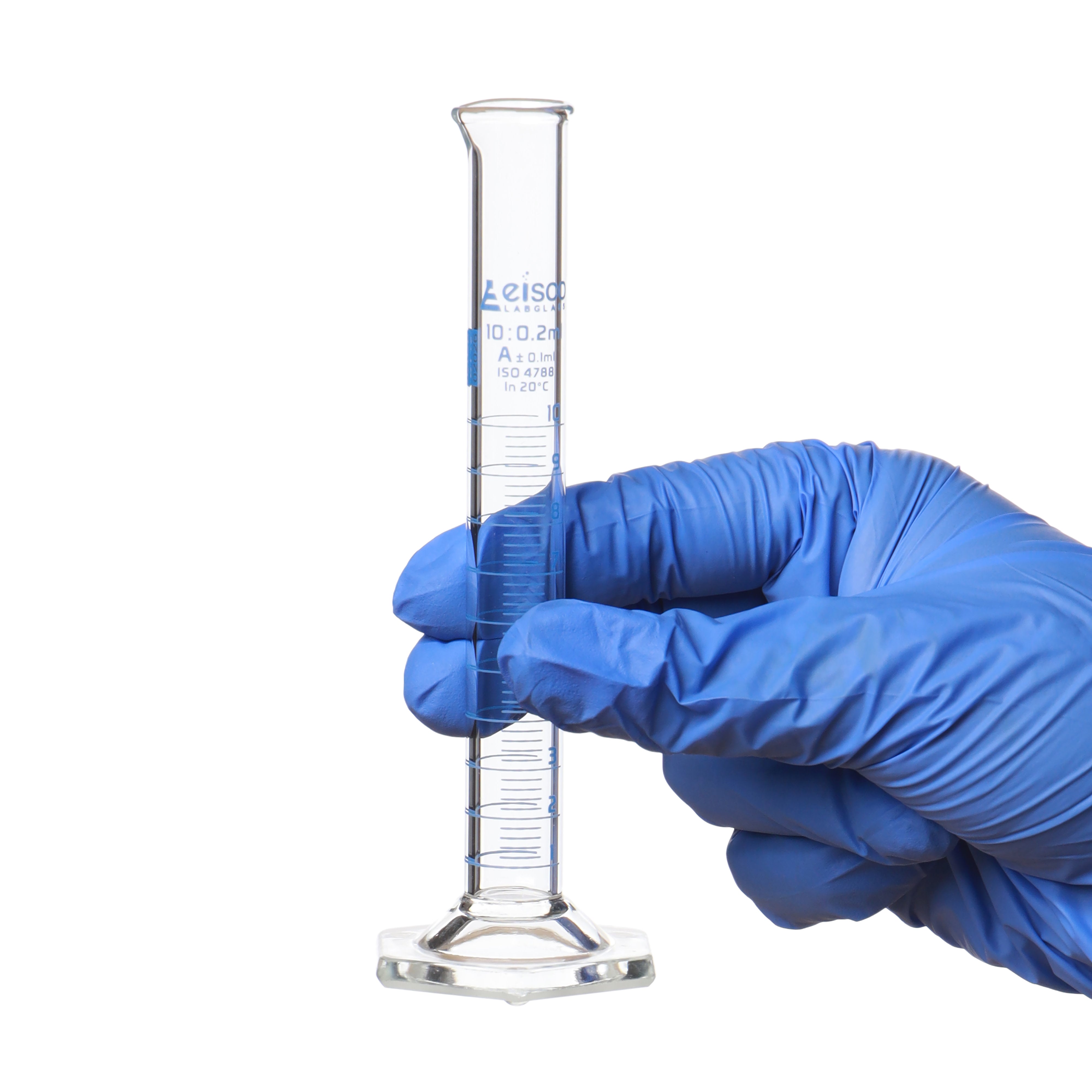 Borosilicate Glass Graduated Cylinder, 10 ml, 0.2 ml Graduation, Class A, Autoclavable