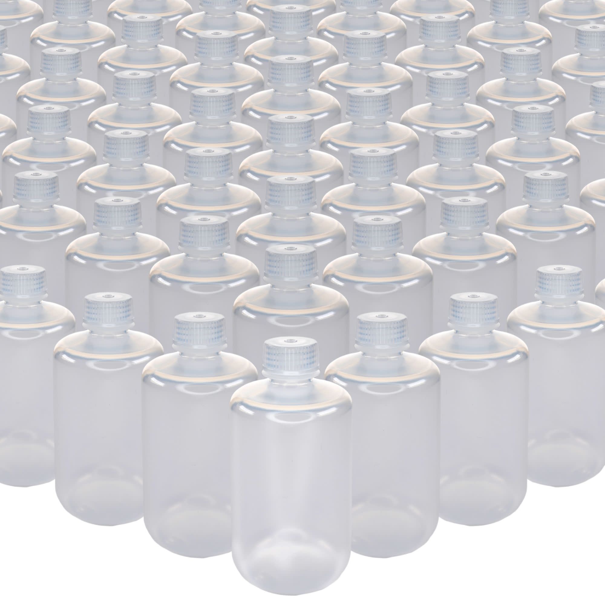 Bulk Pack of 250, 250mL Narrow Mouth Polypropylene Translucent Reagent Bottles with Polypropylene Caps, Non-Sterile