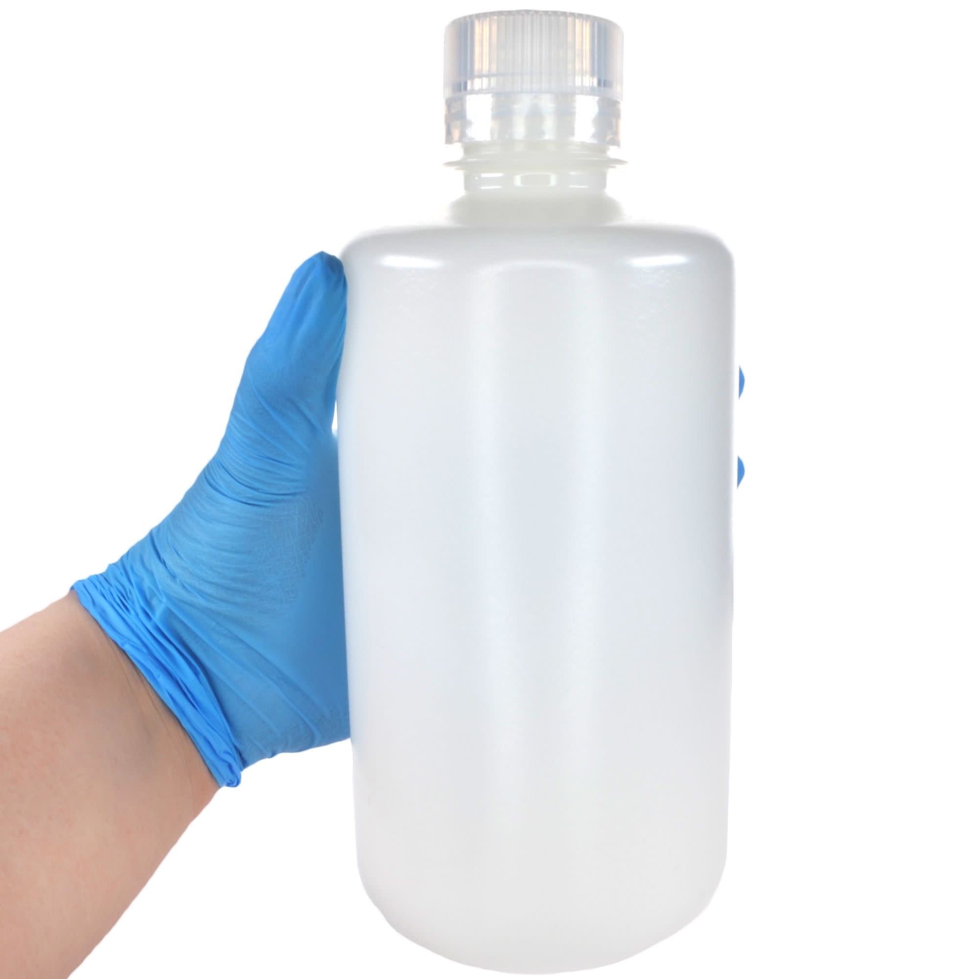 Pack of 12, 1L Narrow Mouth HDPE Translucent Reagent Bottles with Polypropylene Caps, Non-Sterile