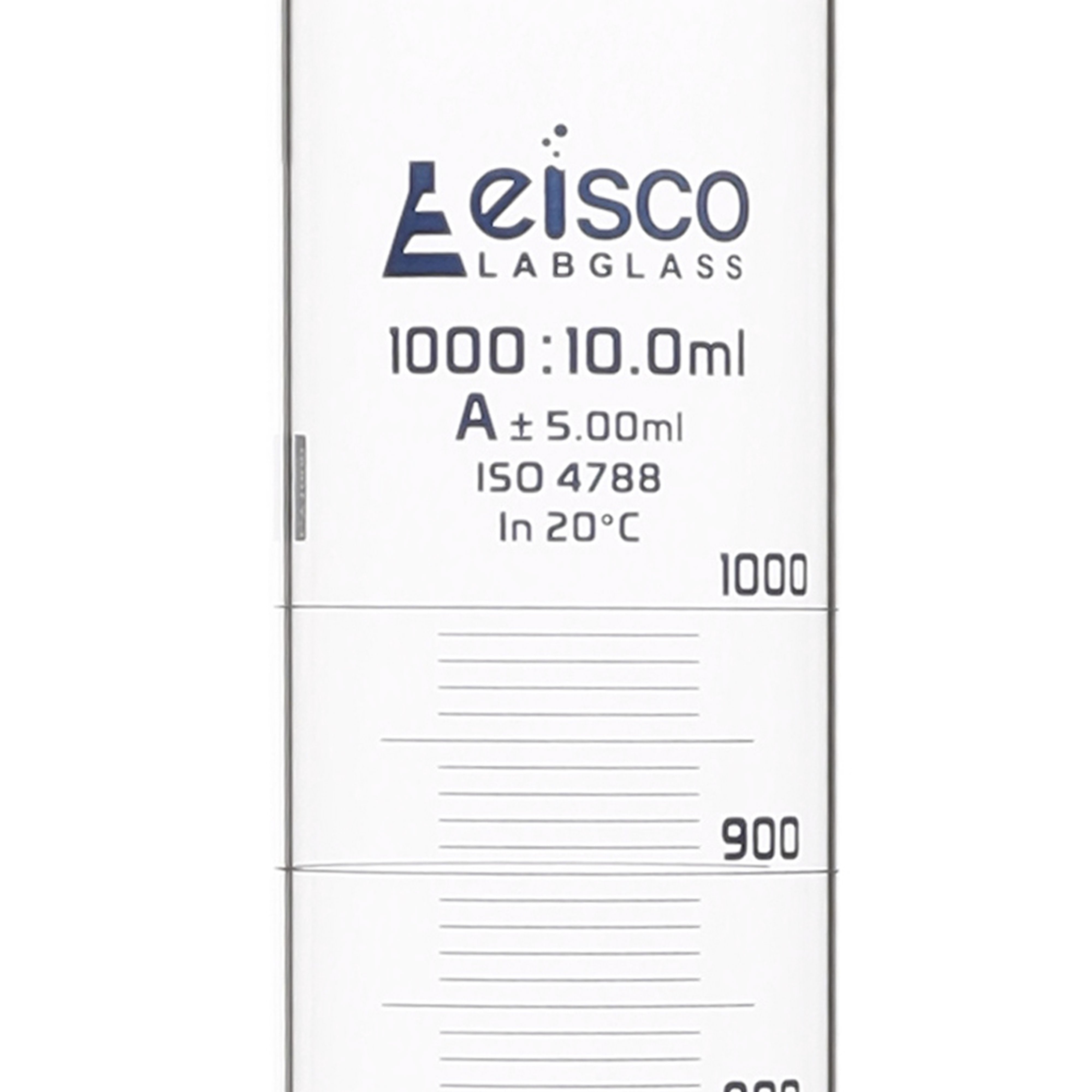 Borosilicate Glass Graduated Cylinder, 1000 ml, 10 ml Graduation, Class A, Autoclavable