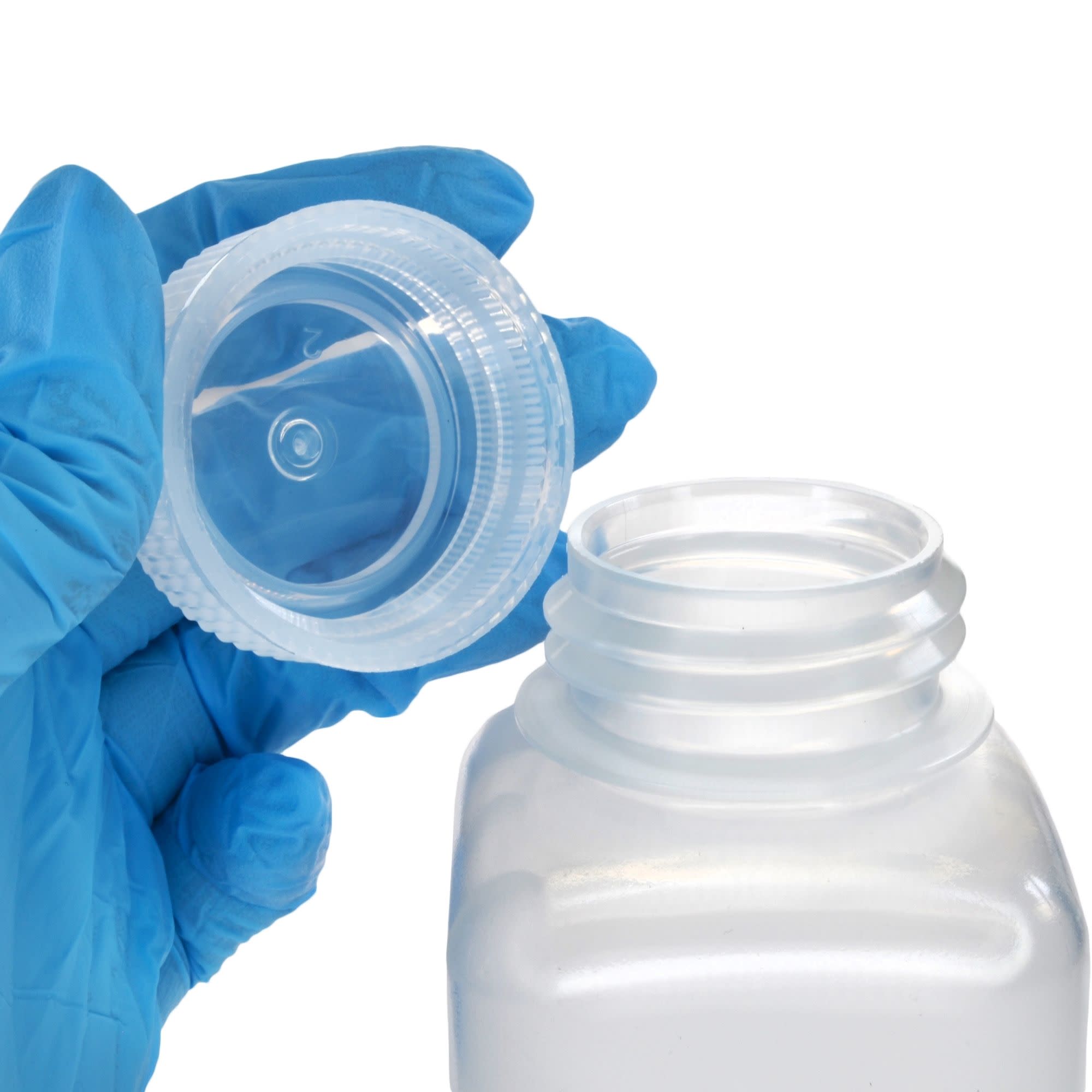 Pack of 12, 175mL Square Polypropylene Reagent Bottles with Wide Mouth Polypropylene Caps, Translucent, Autoclavable