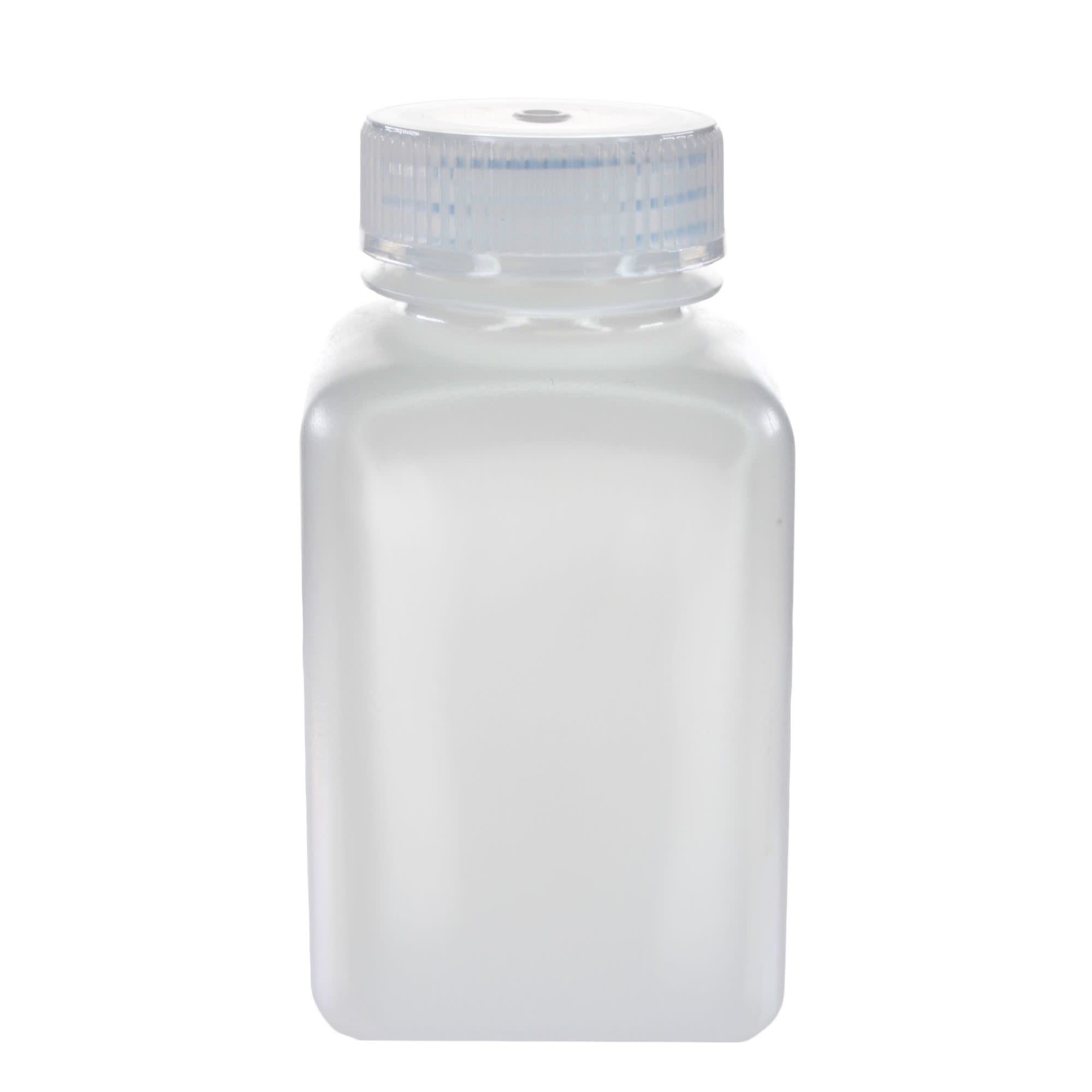 Pack of 12, 175mL Square HDPE Reagent Bottles with Wide Mouth Polypropylene Caps, Translucent, Non-Sterile