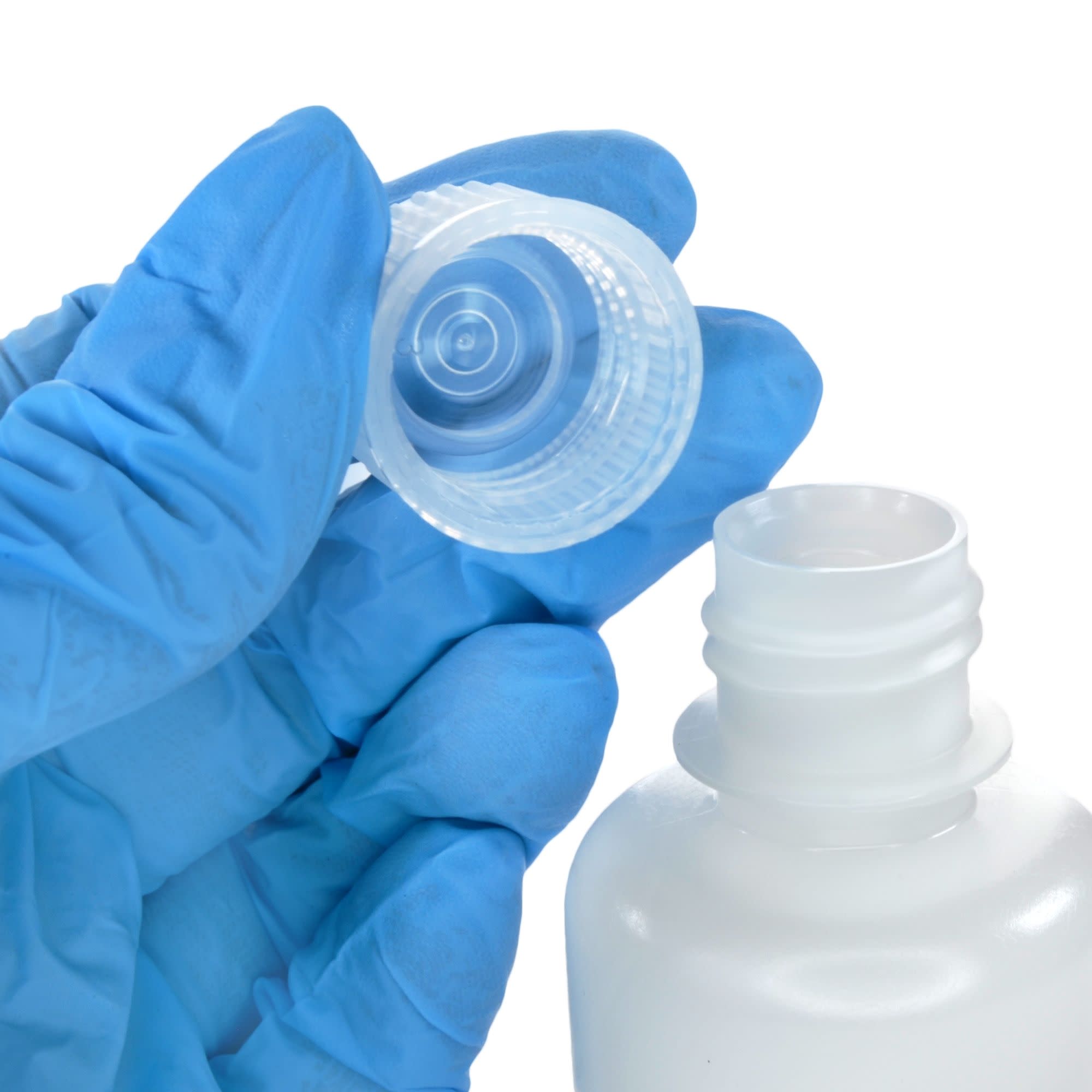 Pack of 12, 60mL Sterile Narrow Mouth HDPE Translucent Reagent Bottles with Polypropylene Caps