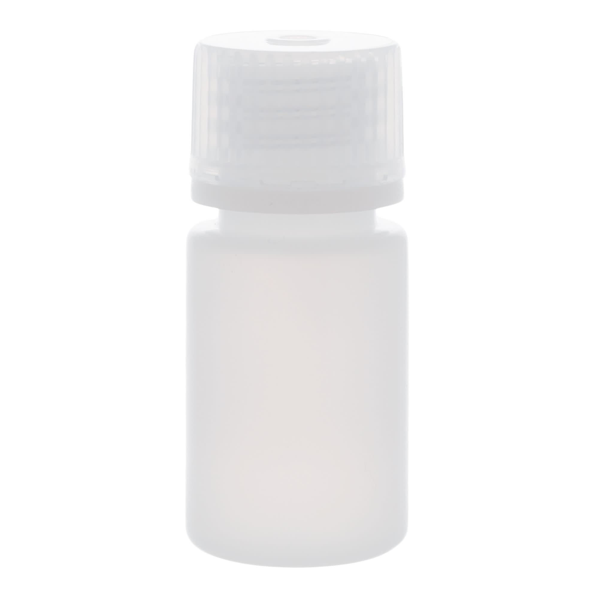 Pack of 12, 15mL Sterile Narrow Mouth HDPE Translucent Reagent Bottles with Polypropylene Caps
