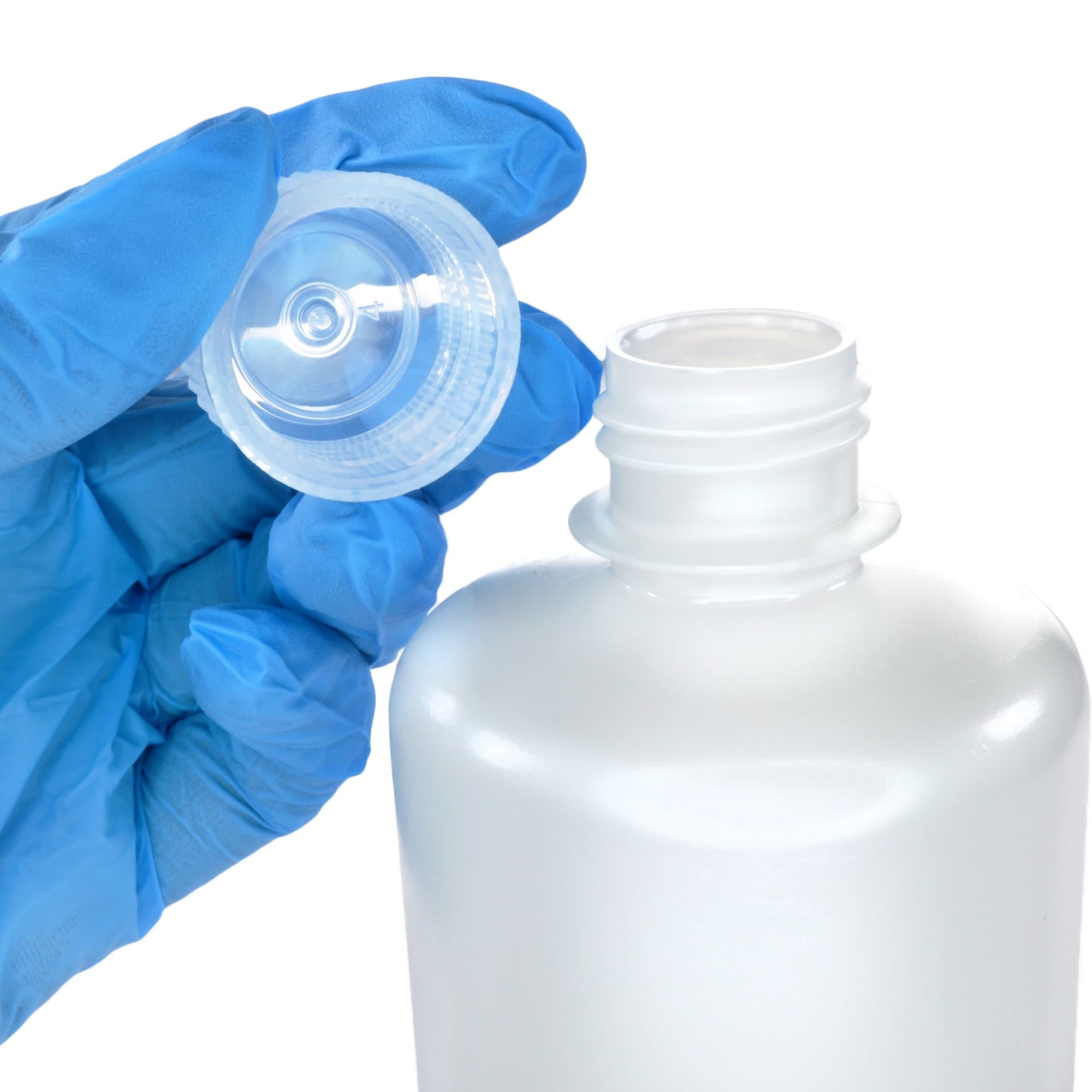 Pack of 12, 250mL Narrow Mouth HDPE Translucent Reagent Bottles with Polypropylene Caps, Non-Sterile