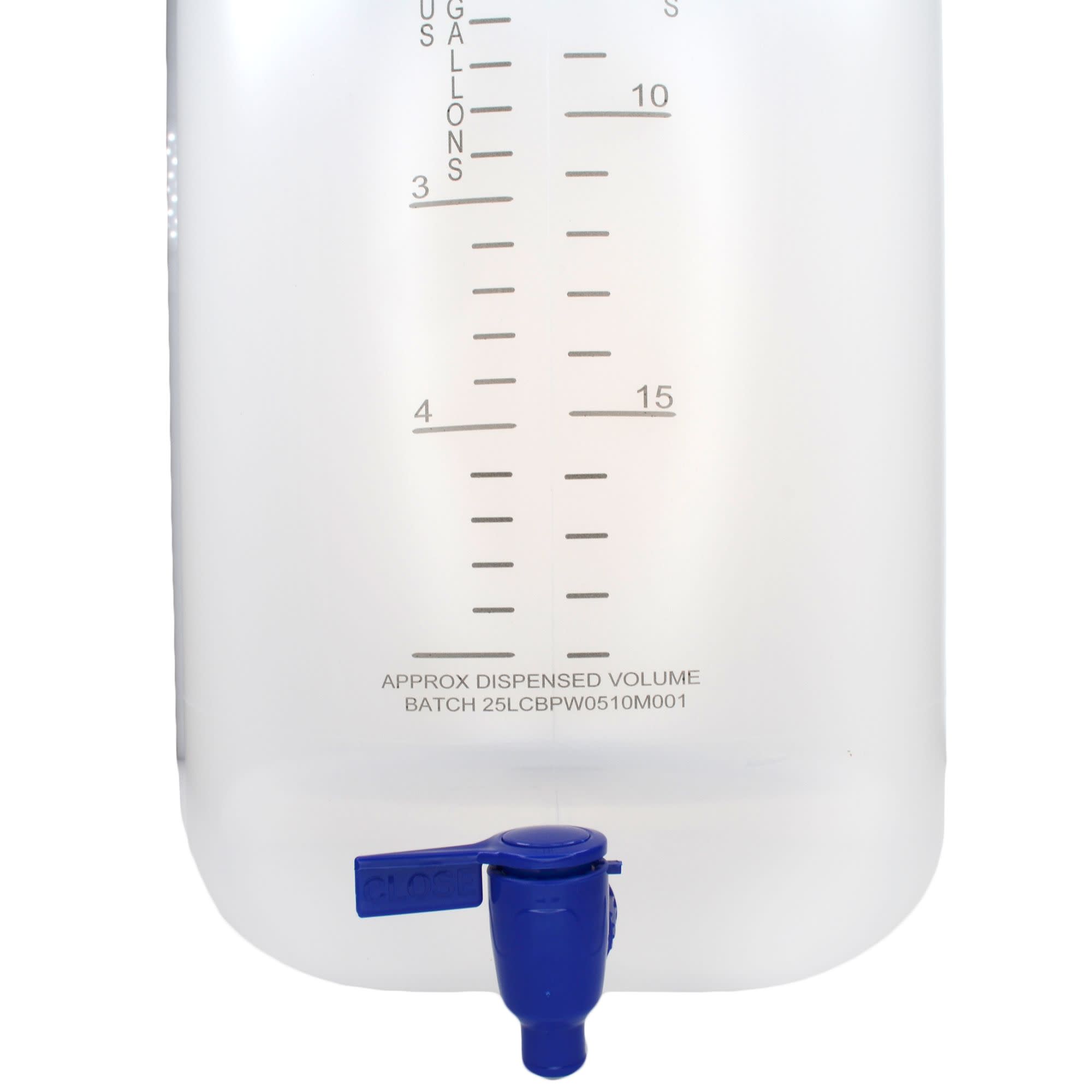 25L Polypropylene Carboy with Silicone-Lined Cap and Spigot, Autoclavable, Non-Sterile