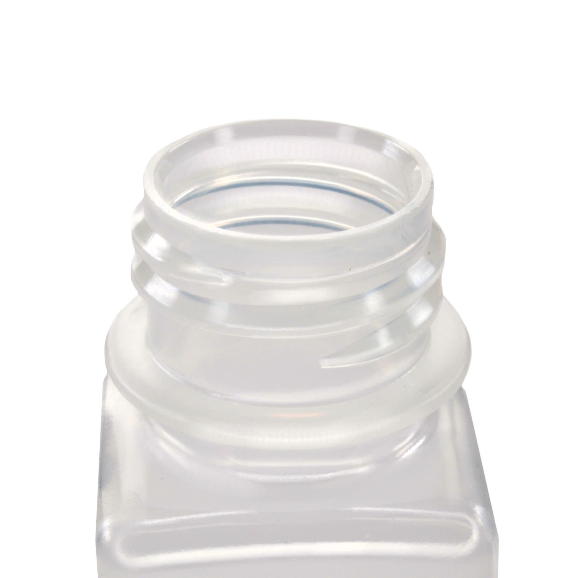 Pack of 12, 60mL Square Polypropylene Reagent Bottles with Wide Mouth Polypropylene Caps, Translucent, Autoclavable