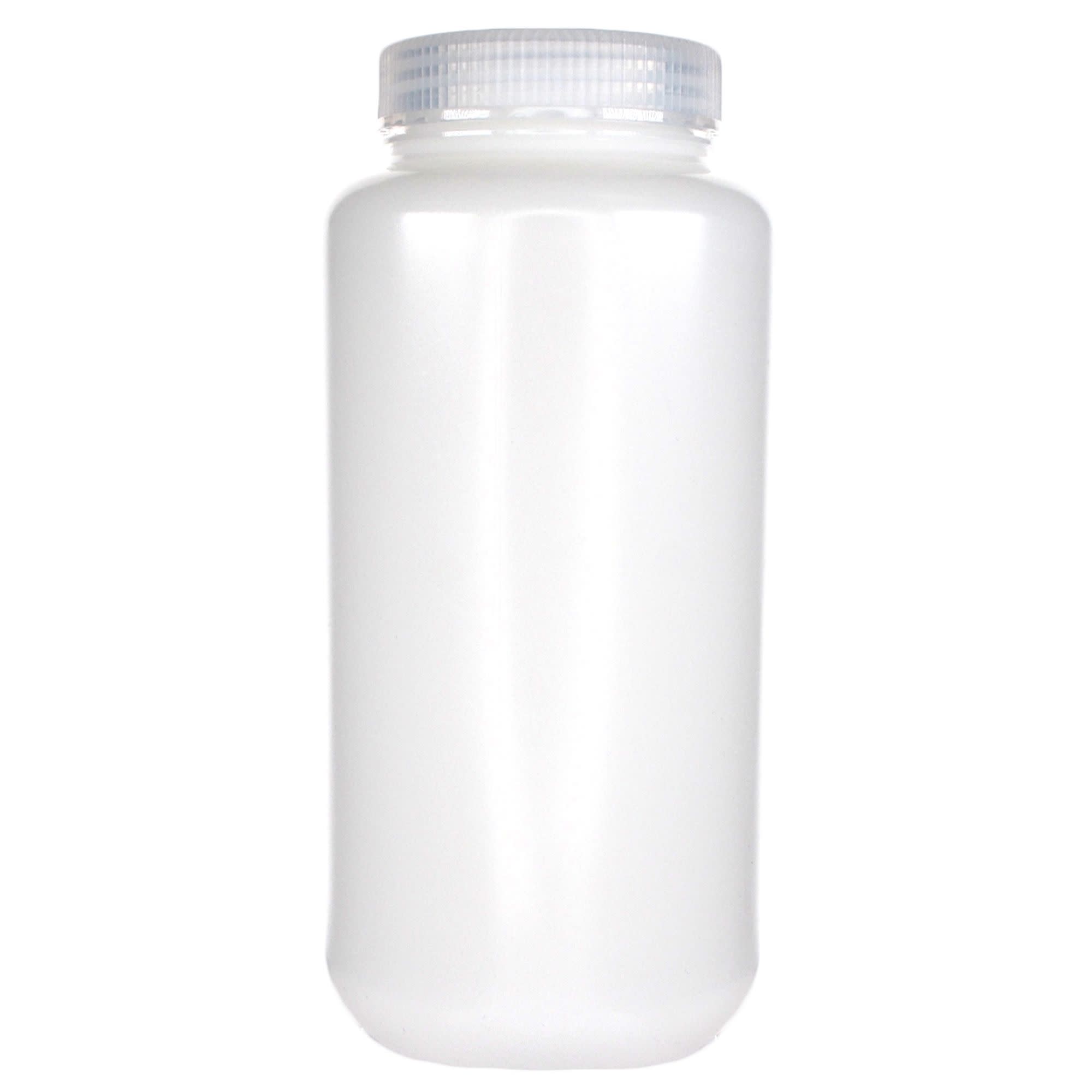 1L Wide Mouth HDPE Reagent Bottles with Polypropylene Caps, Non-Sterile, Pack of 12