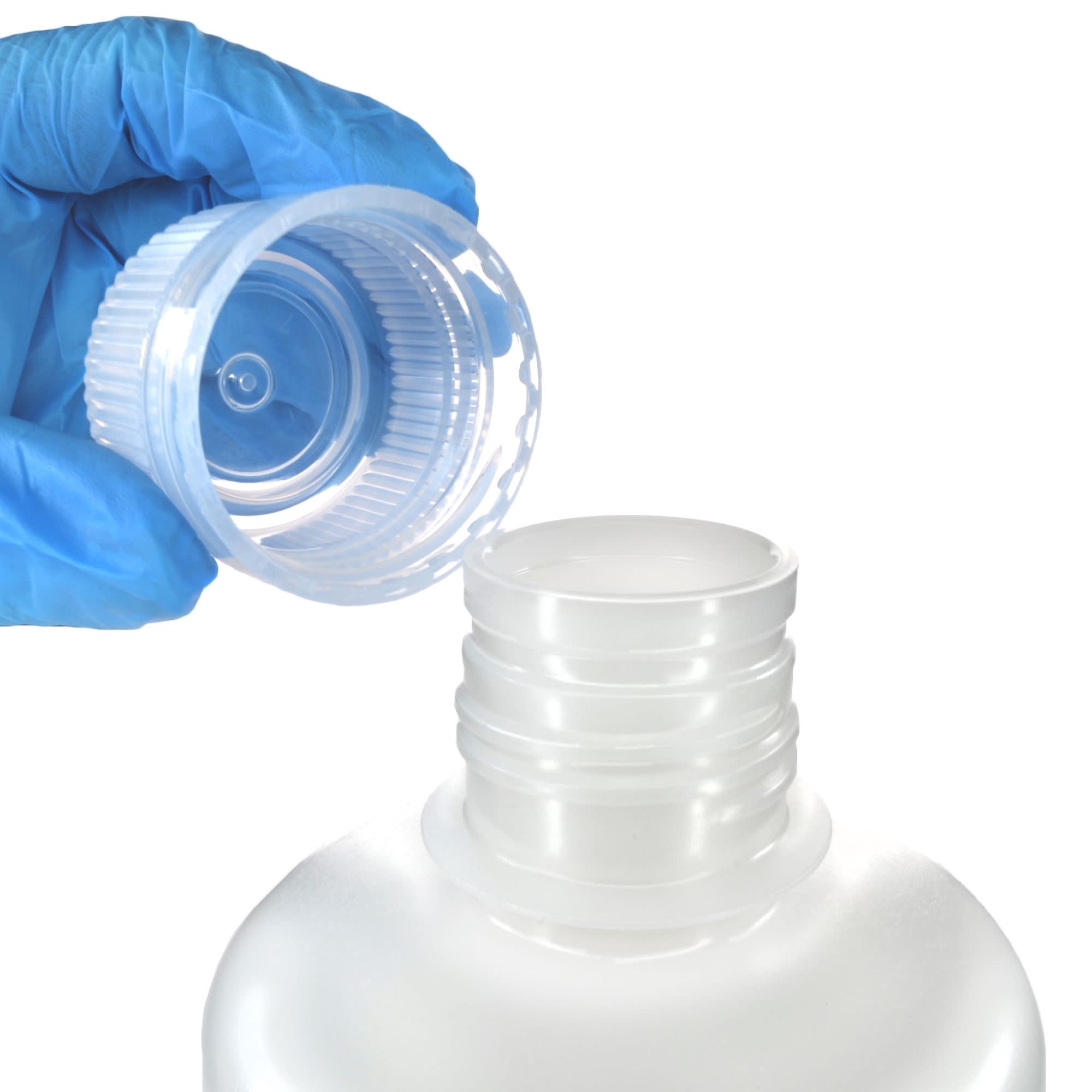 Pack of 12, 1L Narrow Mouth HDPE Translucent Reagent Bottles with Polypropylene Caps, Non-Sterile