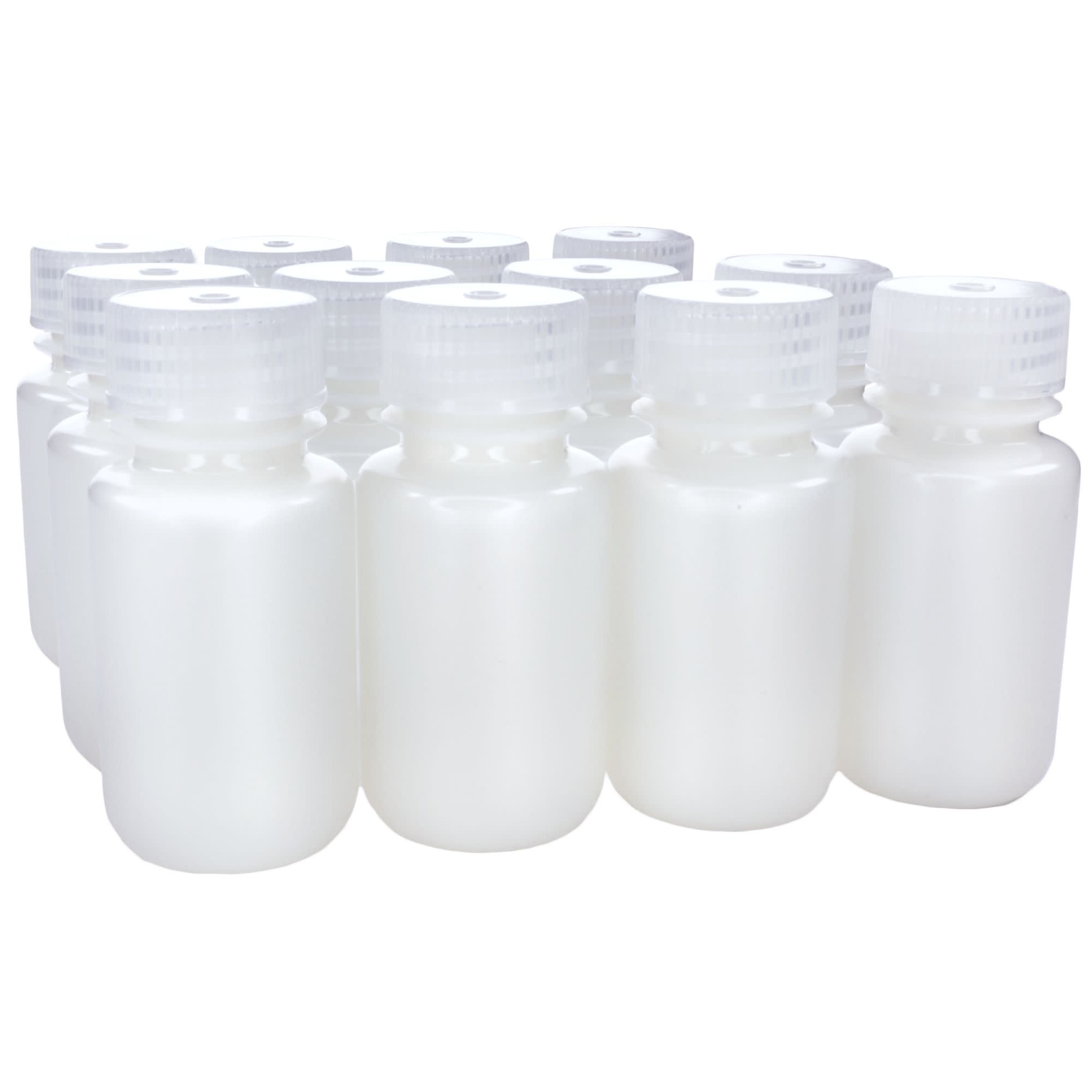 60mL Sterile Wide Mouth HDPE Reagent Bottles with Polypropylene Caps, Pack of 12
